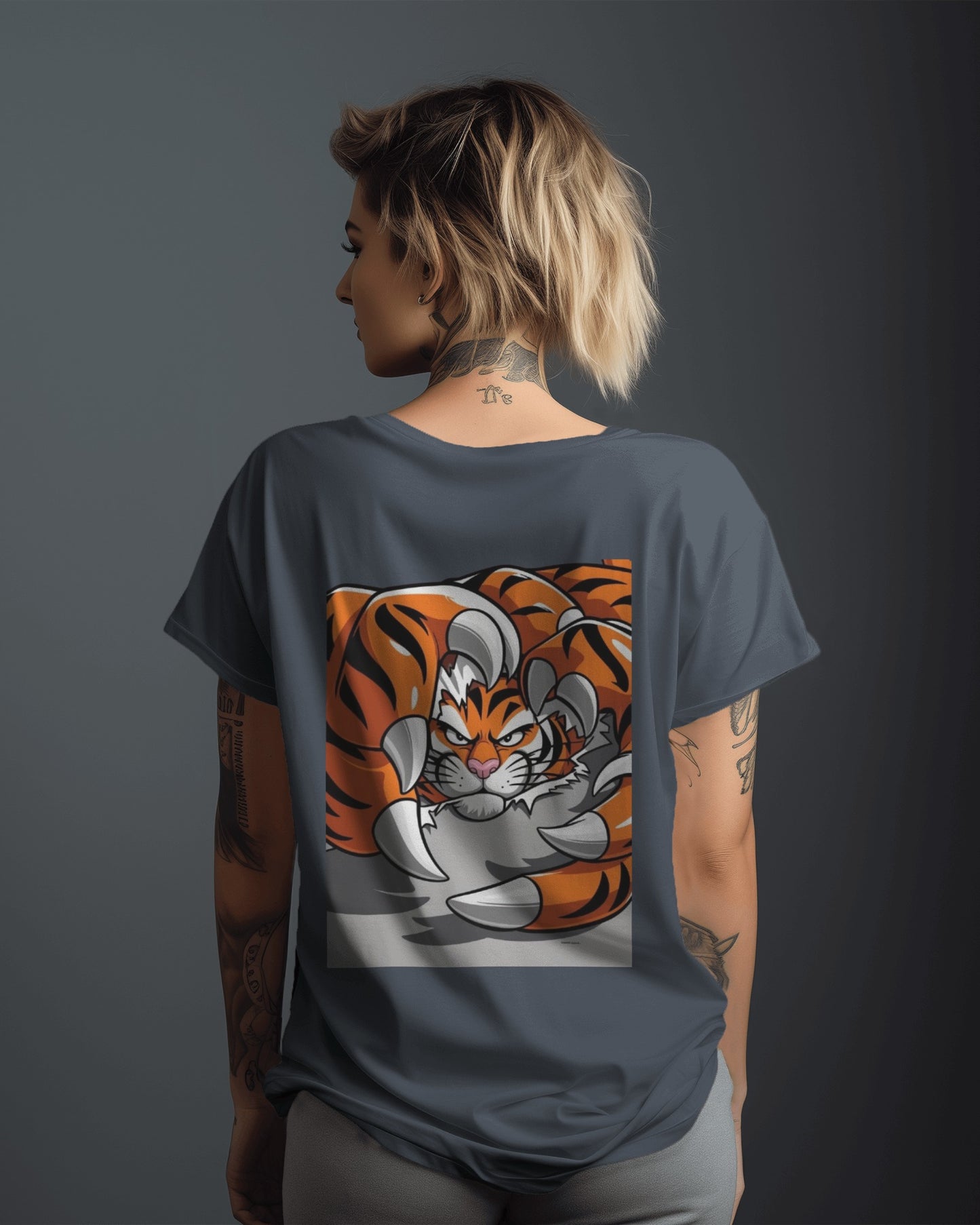 "Earth & Thread | Roaring Power 100% Cotton Oversized Tee - Premium French Terry Back Graphic"