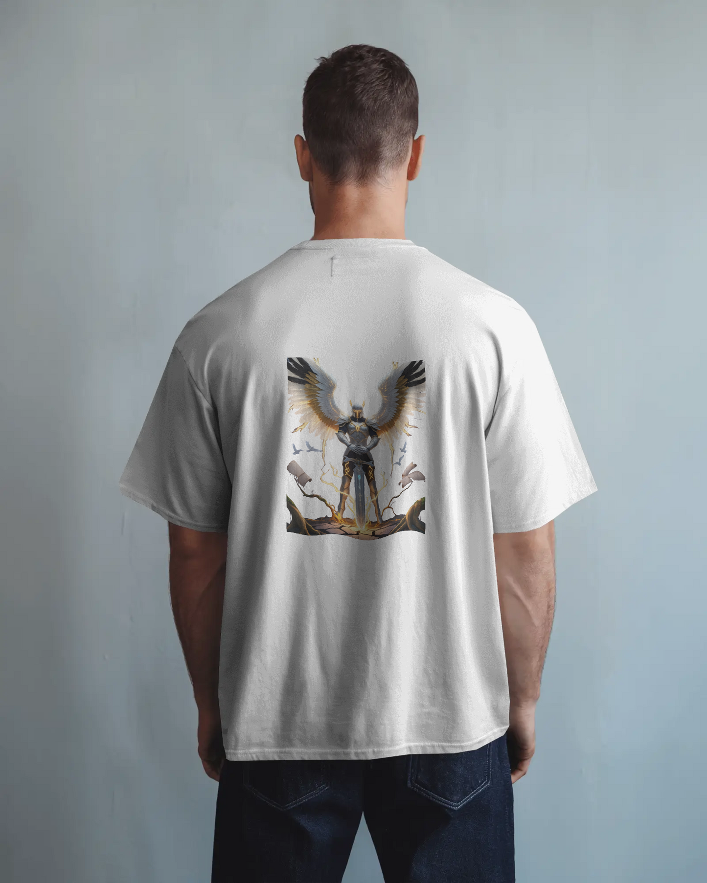 Majestic Strength in Oversized Comfort – Winged Knight Tee