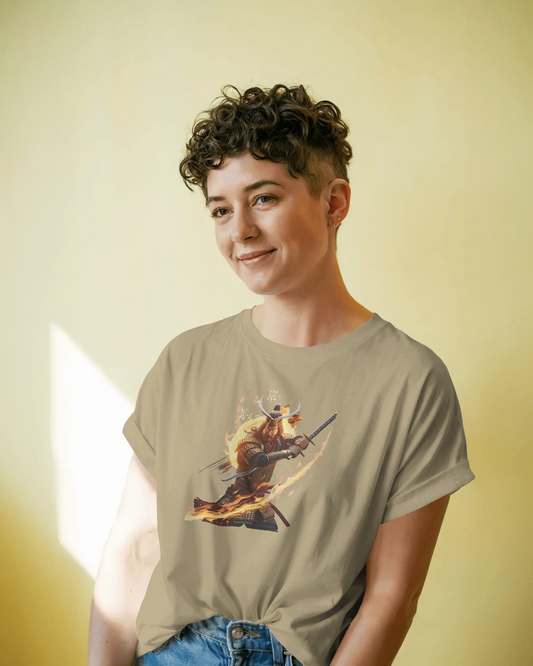 Premium Cotton T-Shirt – Fiery Warrior Edition