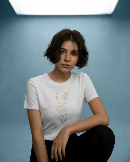 Modern Elegance in Ultra-Smooth Comfort – Geometric Deer Tee