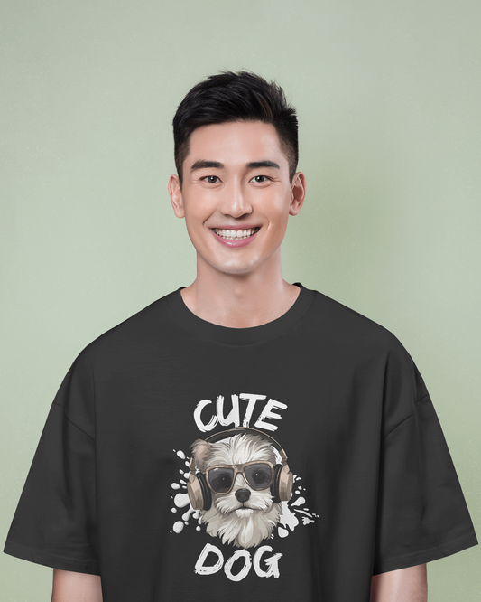 Cool & Confident in Oversized Comfort – Cute Dog Tee
