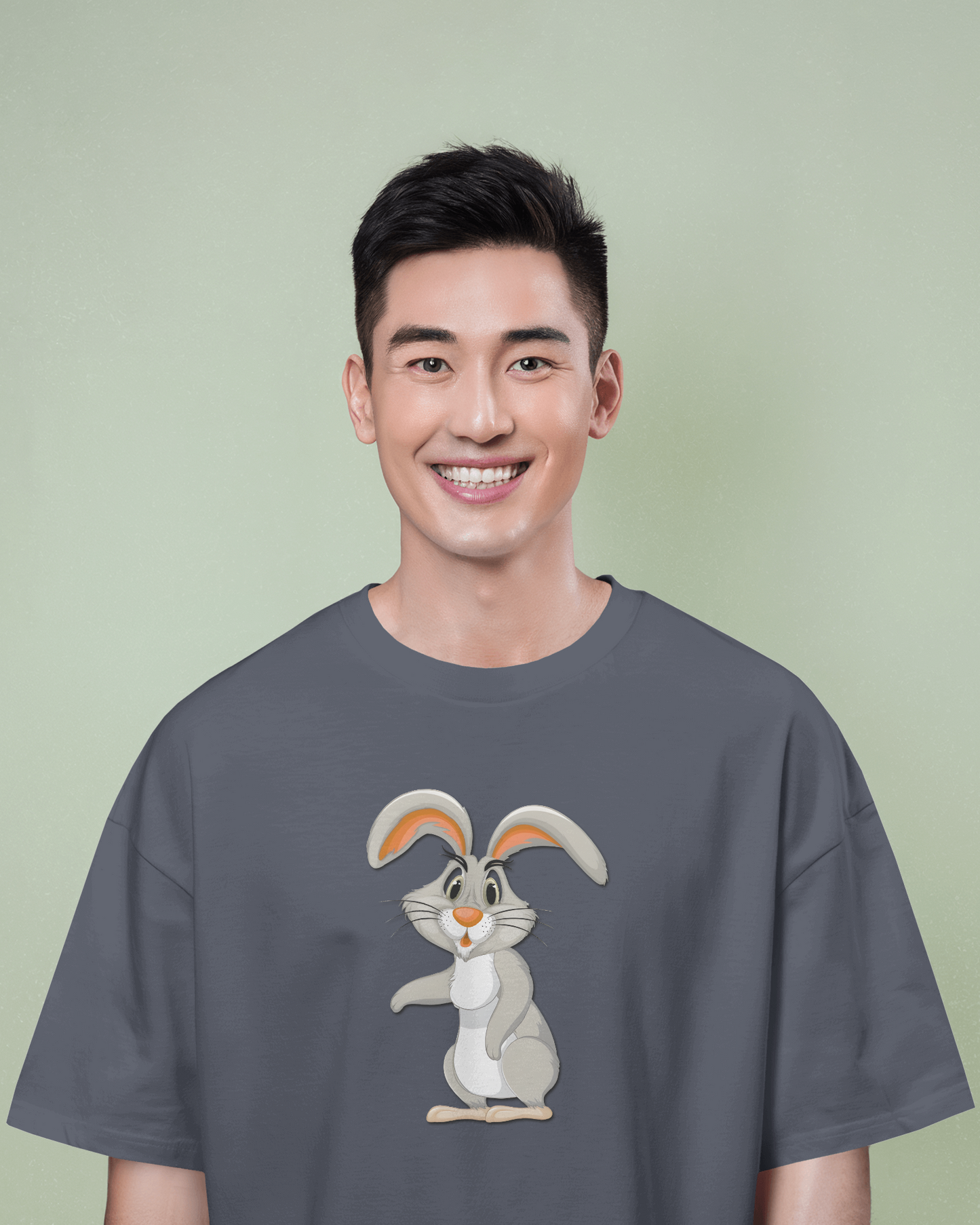 Earth & Thread | Curious Rabbit 100% Cotton Regular Fit T-Shirt - Premium 180 GSM Adorable Animal Graphic