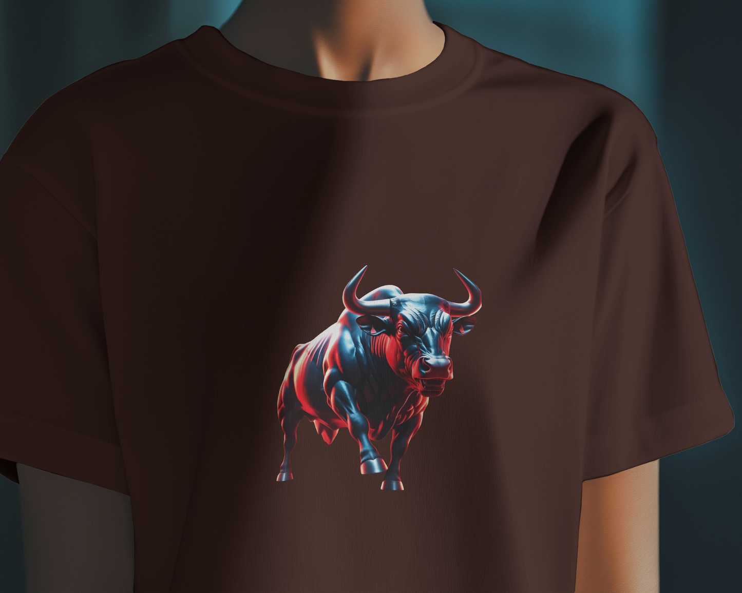 Earth & Thread | Dynamic Bull 100% Cotton Regular Fit T-Shirt - Premium 180 GSM Abstract Animal Graphic