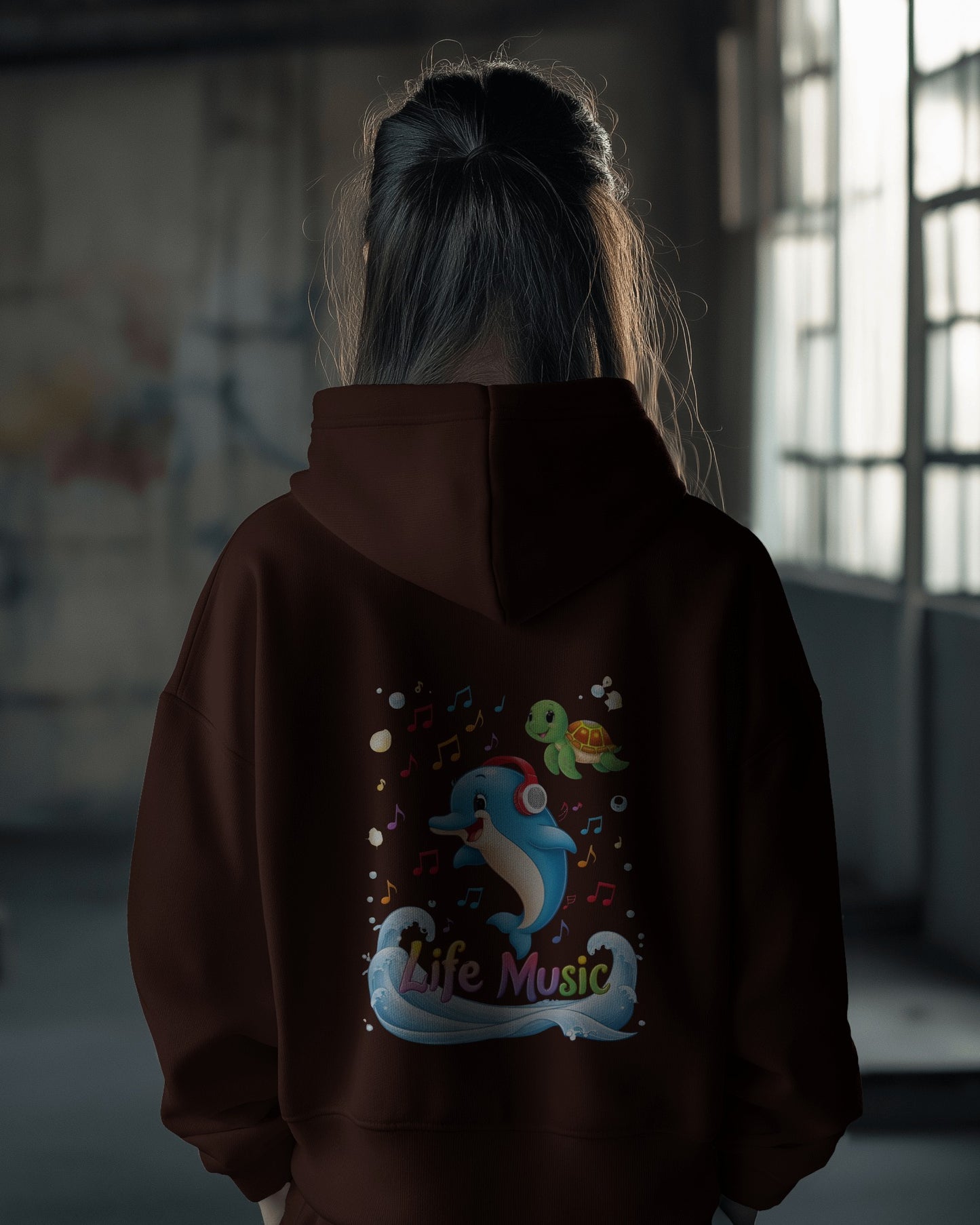 Oversized Hoodie – Life Music Dolphin Edition