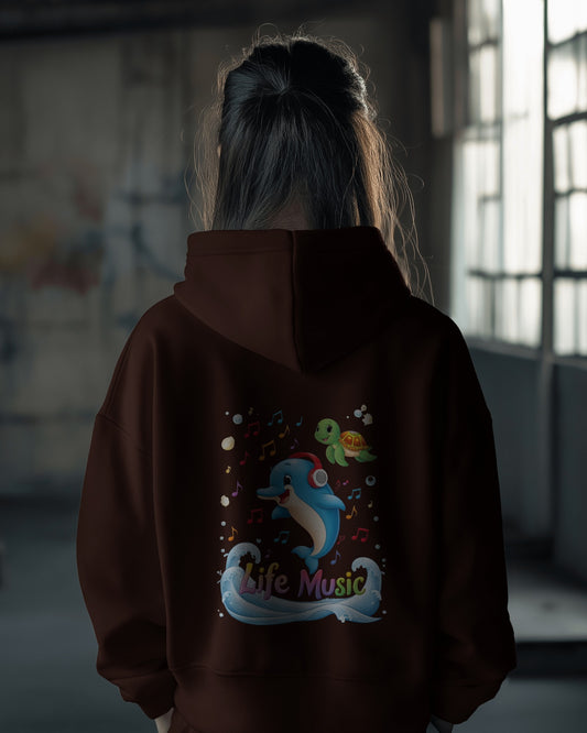 Oversized Hoodie – Life Music Dolphin Edition