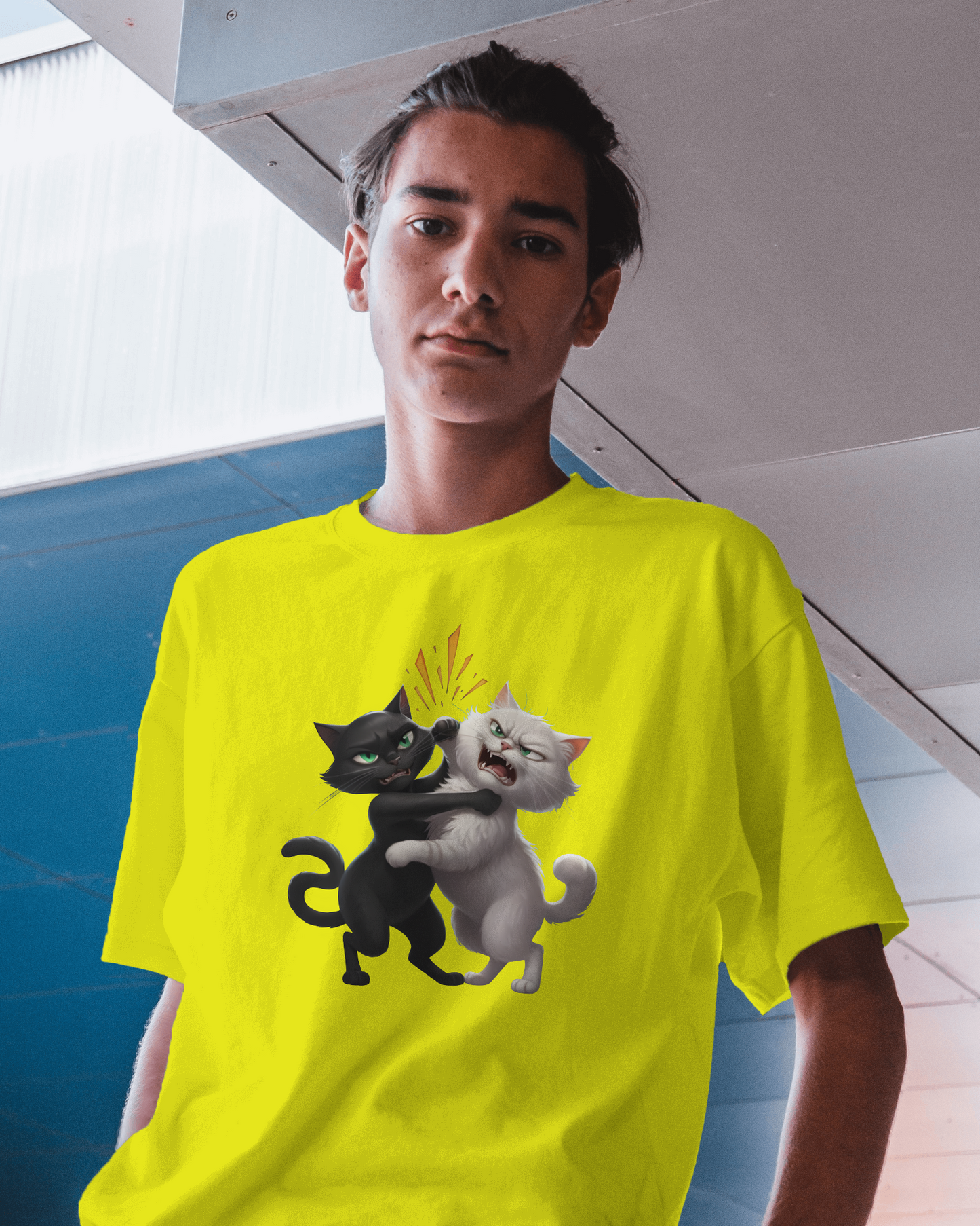 Earth & Thread | Hugging Cats 100% Cotton Regular Fit T-Shirt - Premium 180 GSM Adorable Pet Graphic