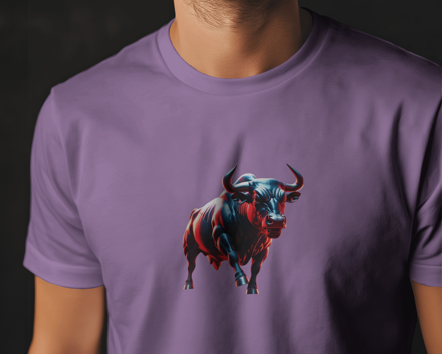 Earth & Thread | Dynamic Bull 100% Cotton Regular Fit T-Shirt - Premium 180 GSM Abstract Animal Graphic