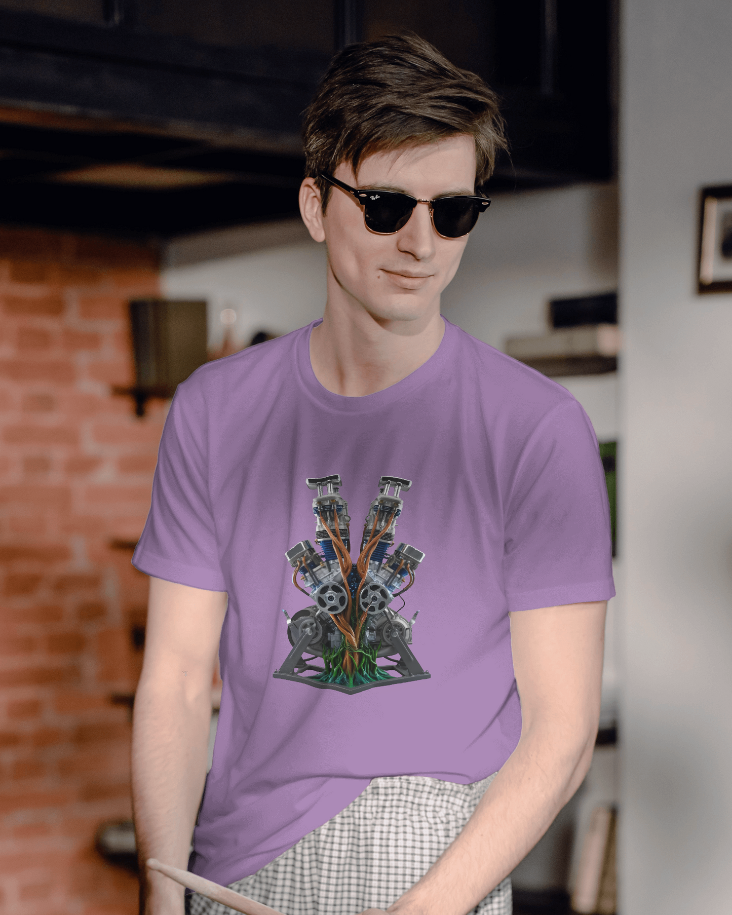 Earth & Thread | Biomechanical Engine Tree 100% Cotton Regular Fit T-Shirt - Premium 180 GSM Tech Nature Graphic