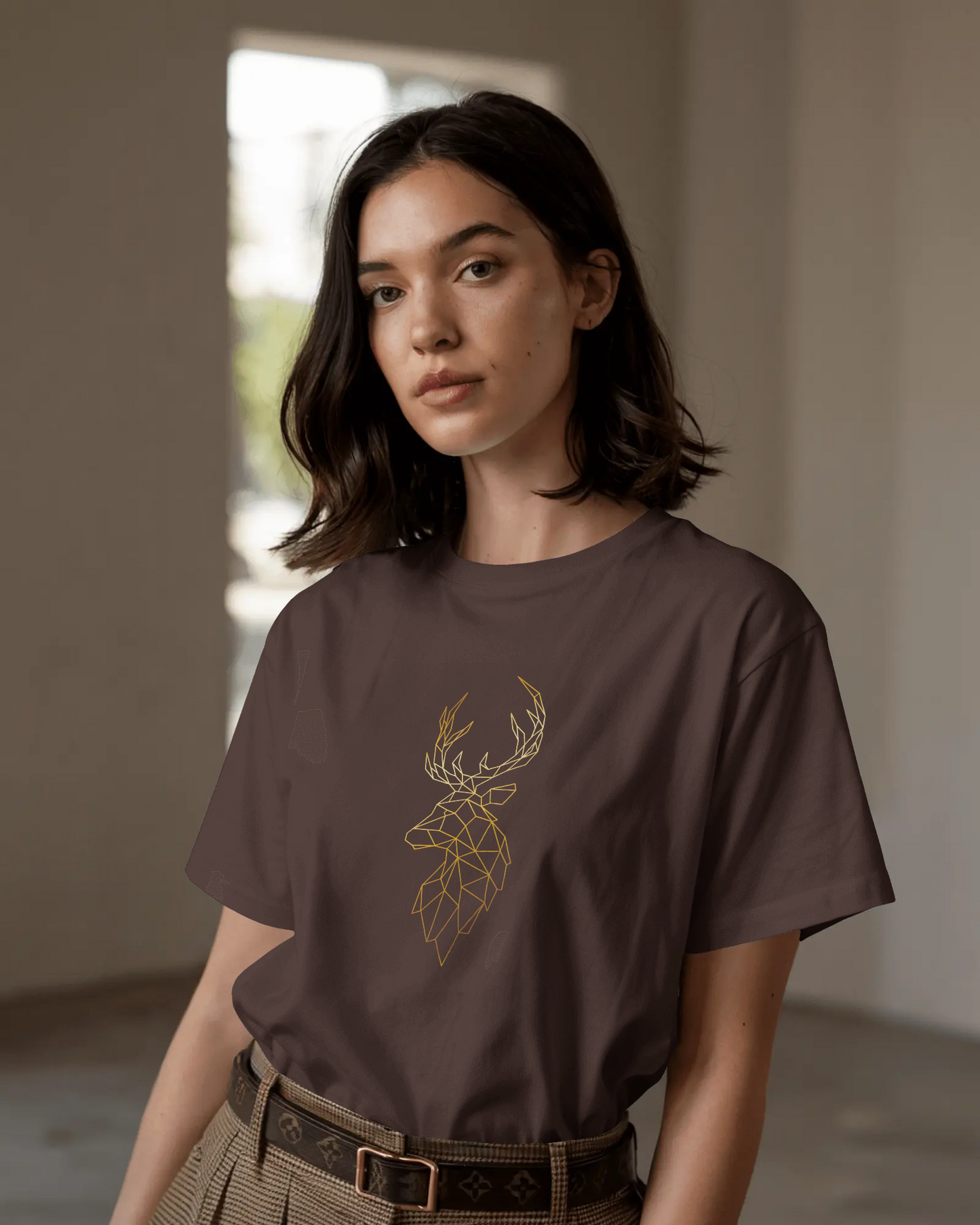 Modern Elegance in Ultra-Smooth Comfort – Geometric Deer Tee