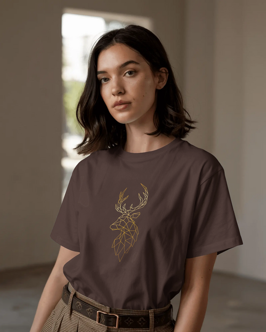 Modern Elegance in Ultra-Smooth Comfort – Geometric Deer Tee