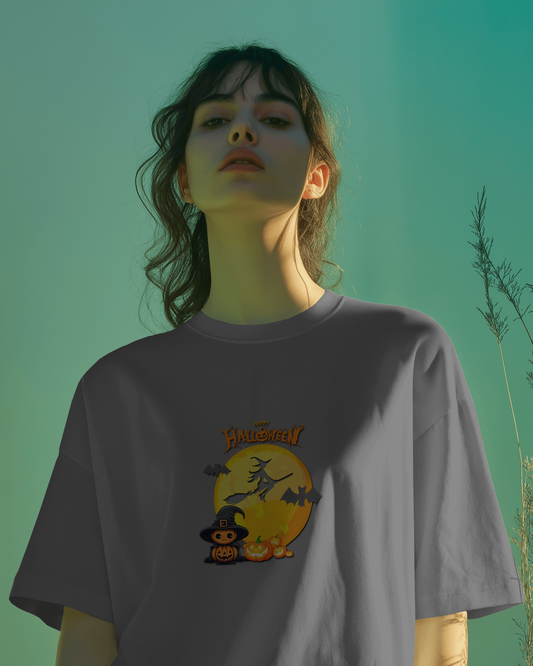 Hauntingly Smooth Comfort – Flying Witch Halloween Tee