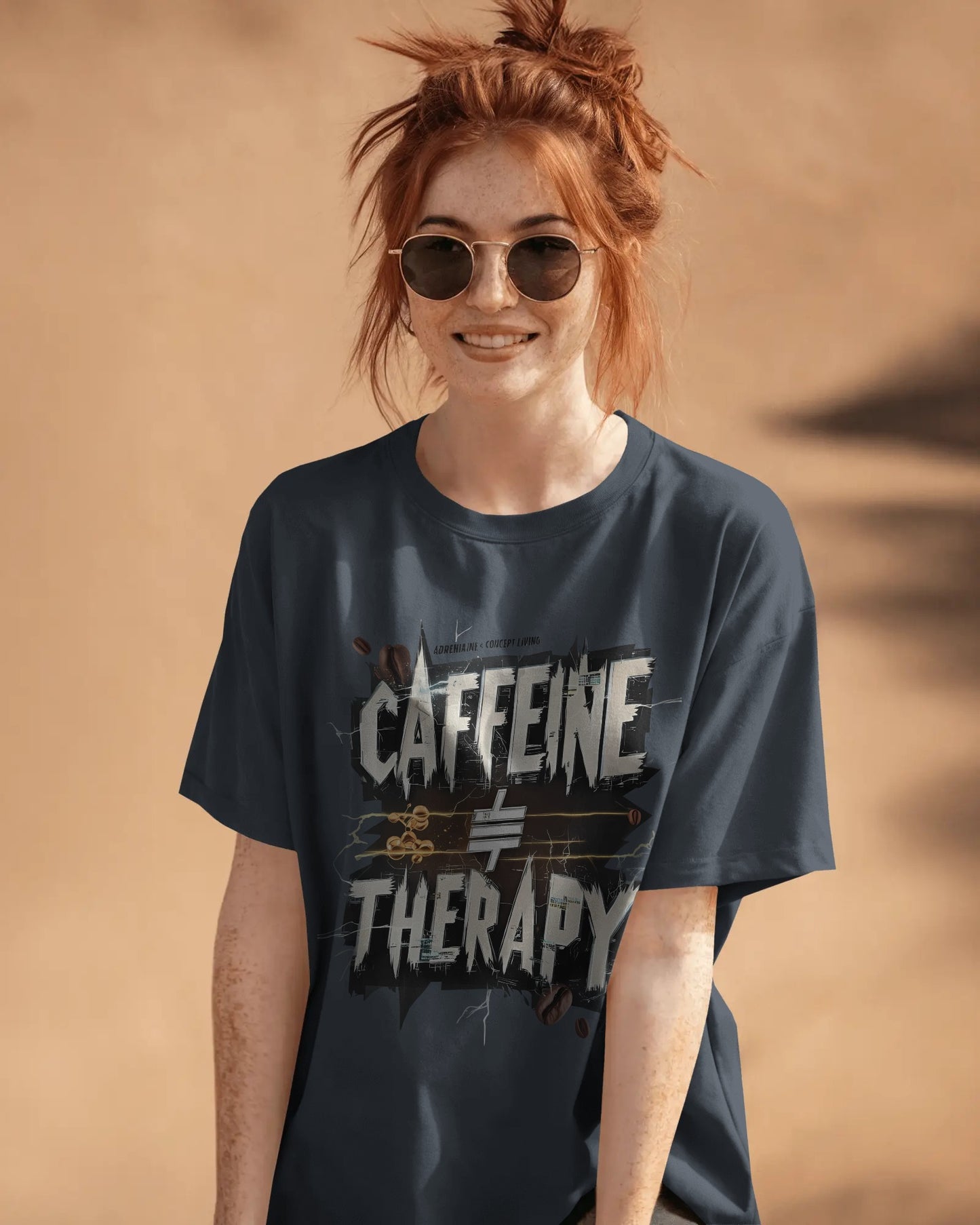 Earth & Thread | Caffeine Not Therapy 100% Cotton Oversized Tee - Premium French Terry Sarcastic Graphic
