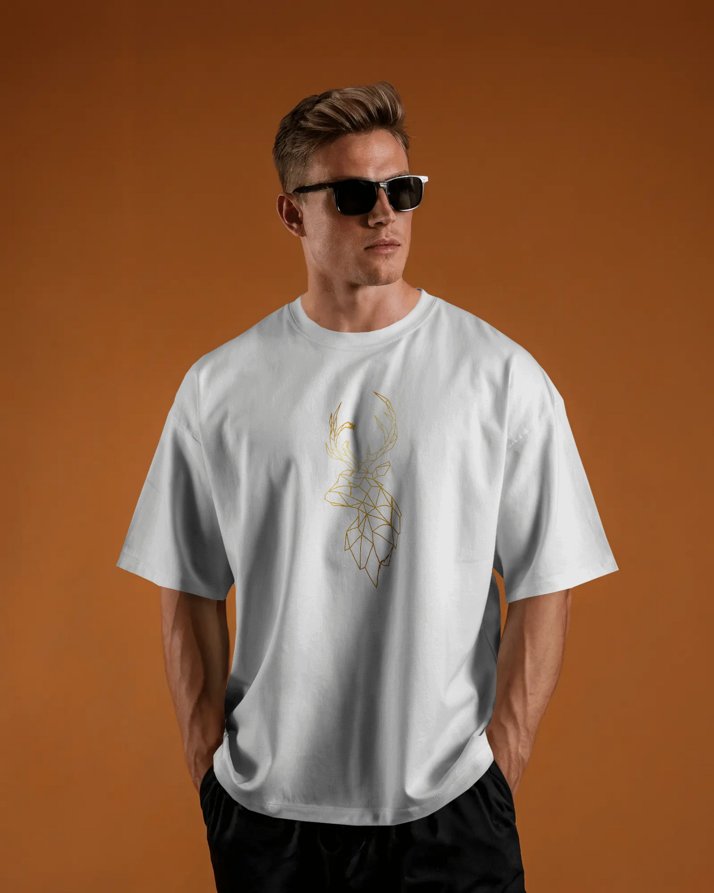 Modern Elegance in Ultra-Smooth Comfort – Geometric Deer Tee