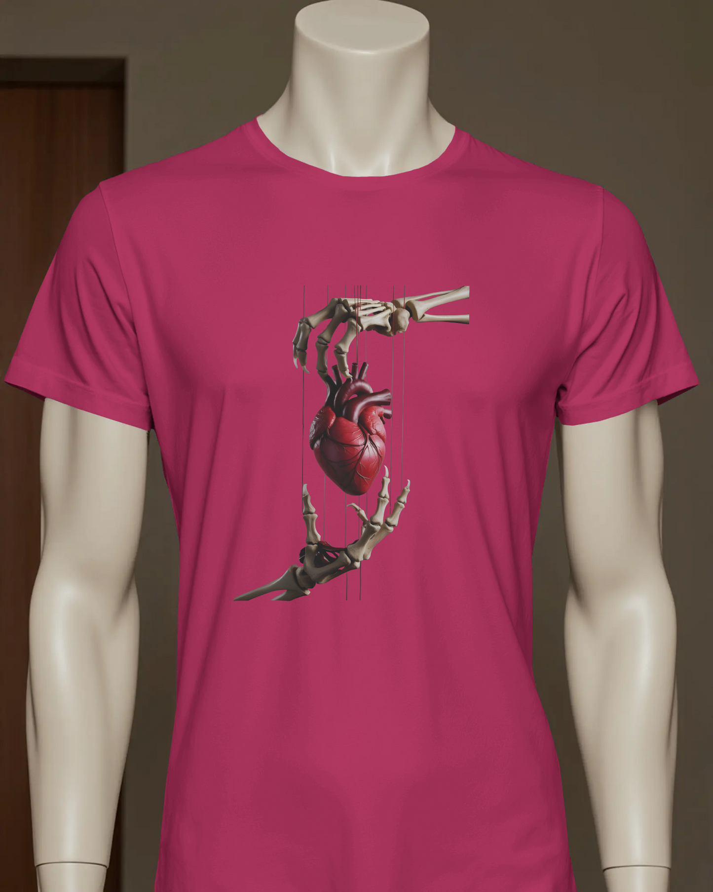 Earth & Thread | Skeleton Hands Holding Heart 100% Cotton Regular Fit T-Shirt - Premium 180 GSM Gothic Romance Graphic