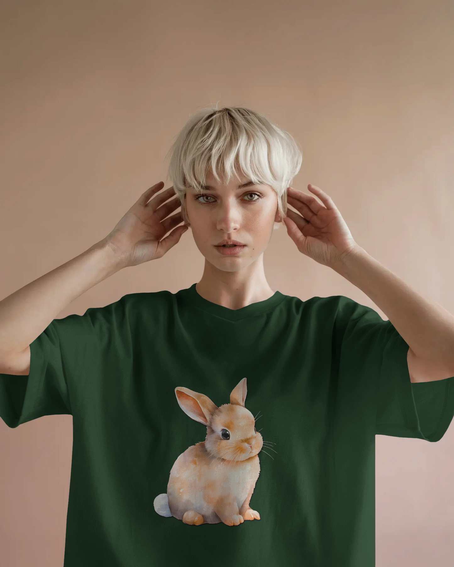 Earth & Thread | Cute Bunny 100% Cotton Regular Fit T-Shirt - Premium 180 GSM Adorable Rabbit Graphic Tee
