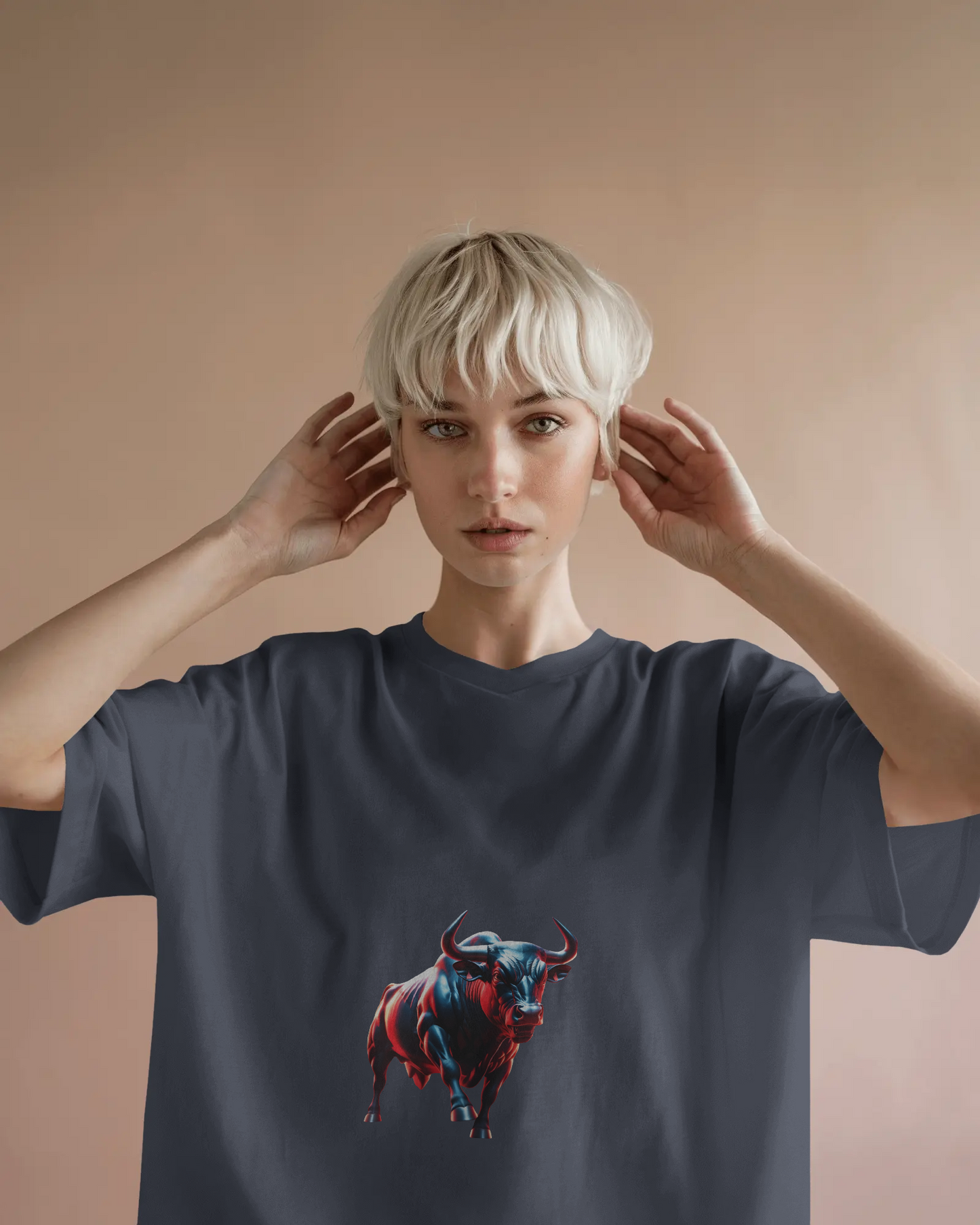 Earth & Thread | Dynamic Bull 100% Cotton Regular Fit T-Shirt - Premium 180 GSM Abstract Animal Graphic