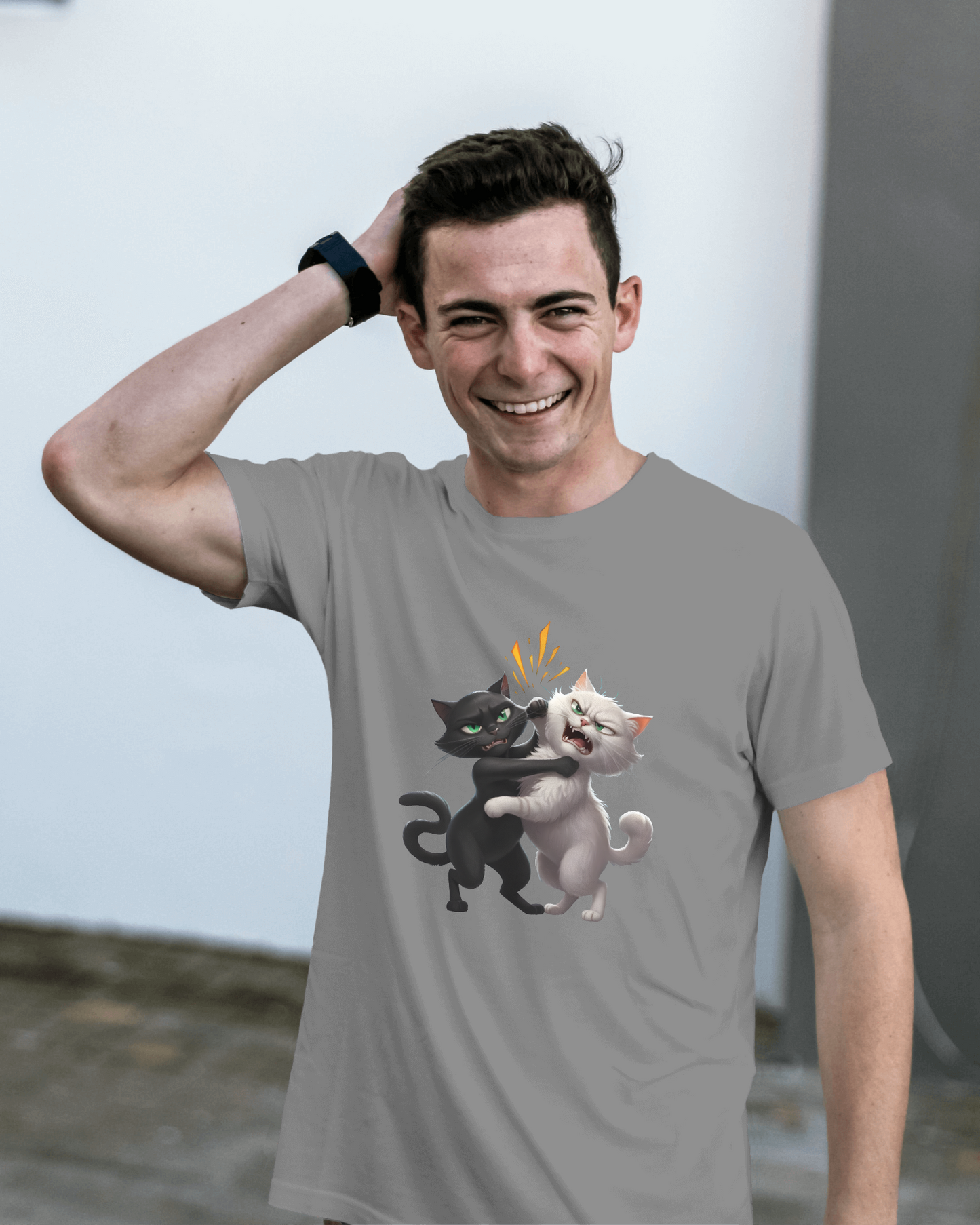 Earth & Thread | Hugging Cats 100% Cotton Regular Fit T-Shirt - Premium 180 GSM Adorable Pet Graphic