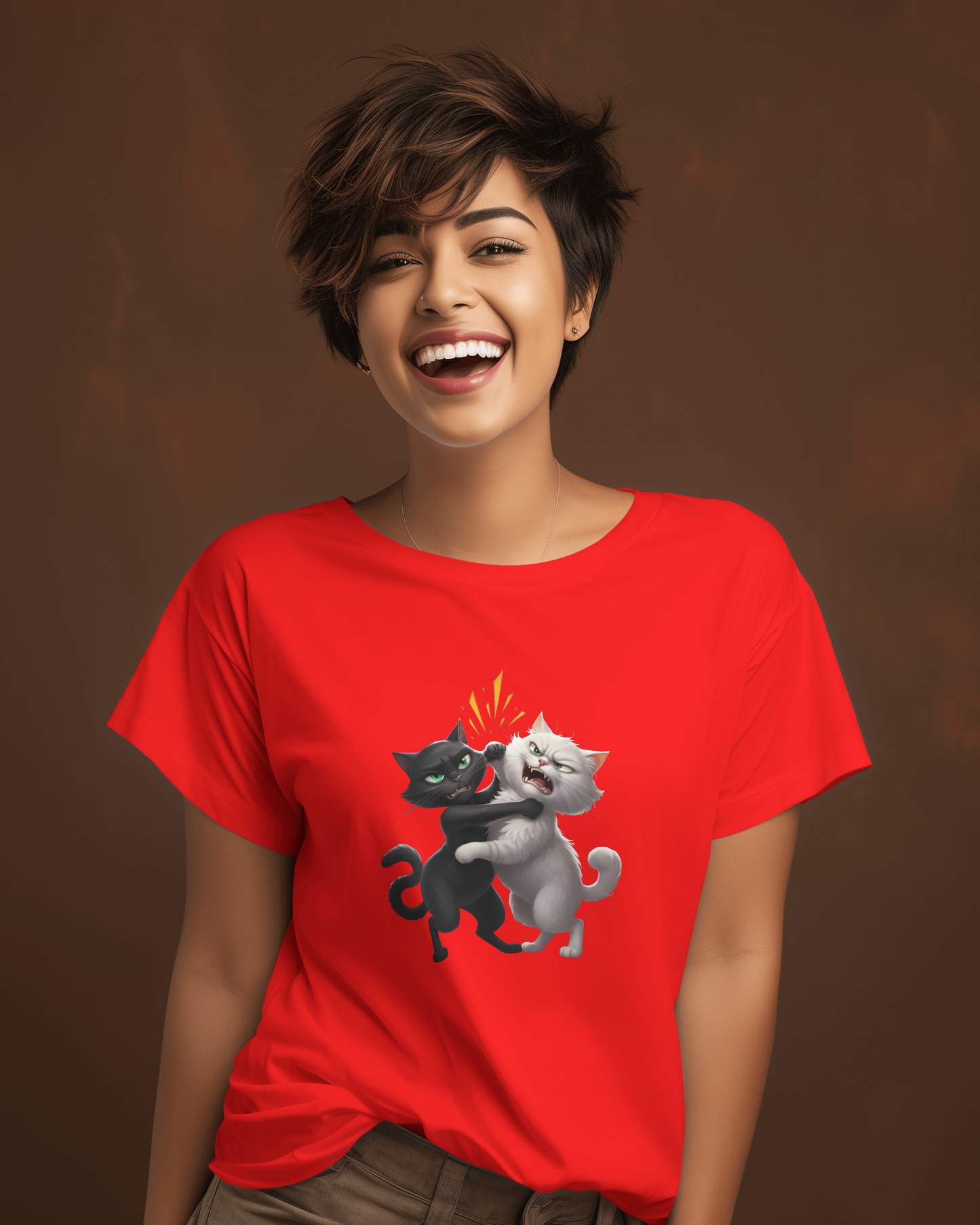 Earth & Thread | Hugging Cats 100% Cotton Regular Fit T-Shirt - Premium 180 GSM Adorable Pet Graphic