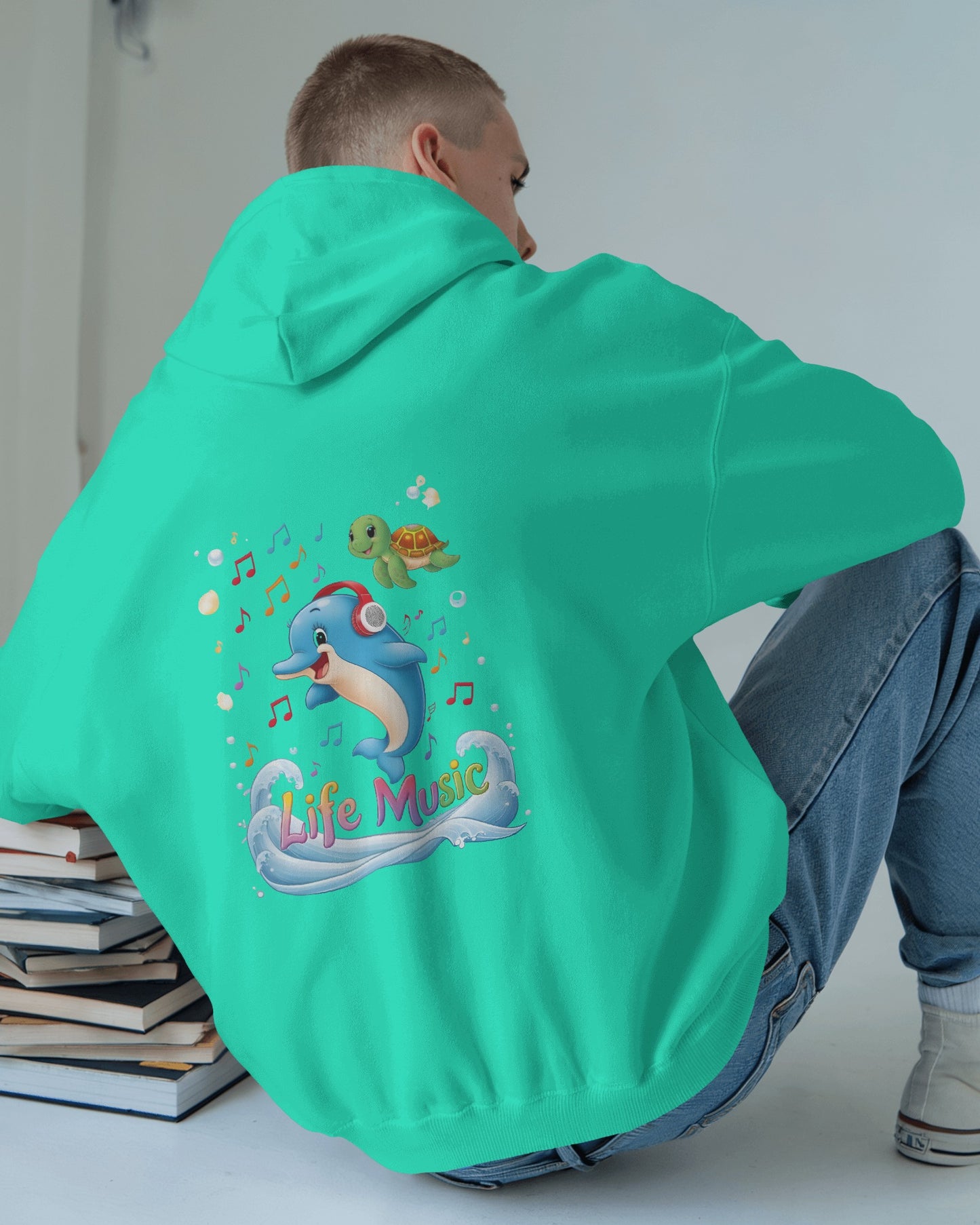 Oversized Hoodie – Life Music Dolphin Edition