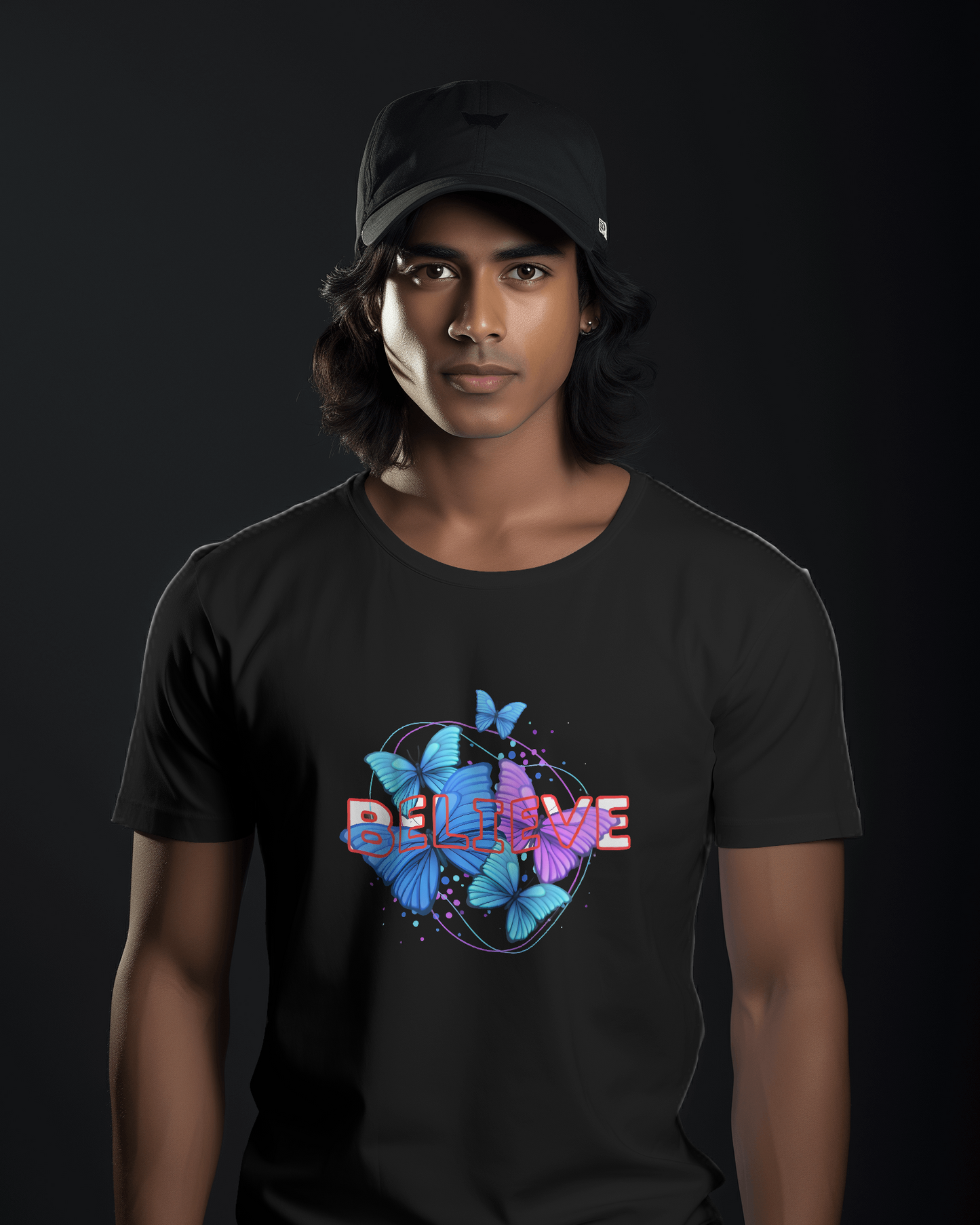 Earth & Thread | Believe Butterflies 100% Cotton Regular Fit T-Shirt - Premium 180 GSM Inspirational Nature Graphic Tee