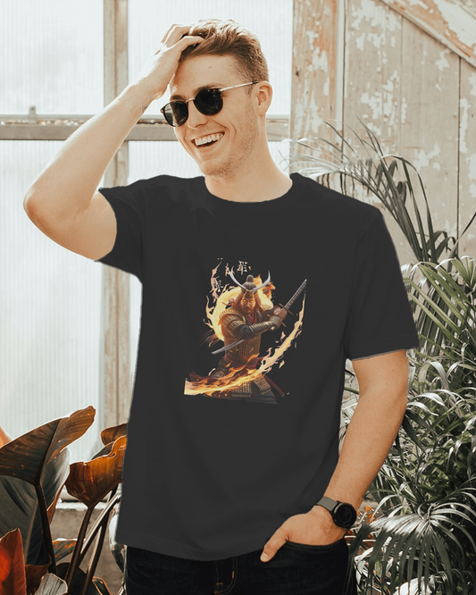 Premium Cotton T-Shirt – Fiery Warrior Edition