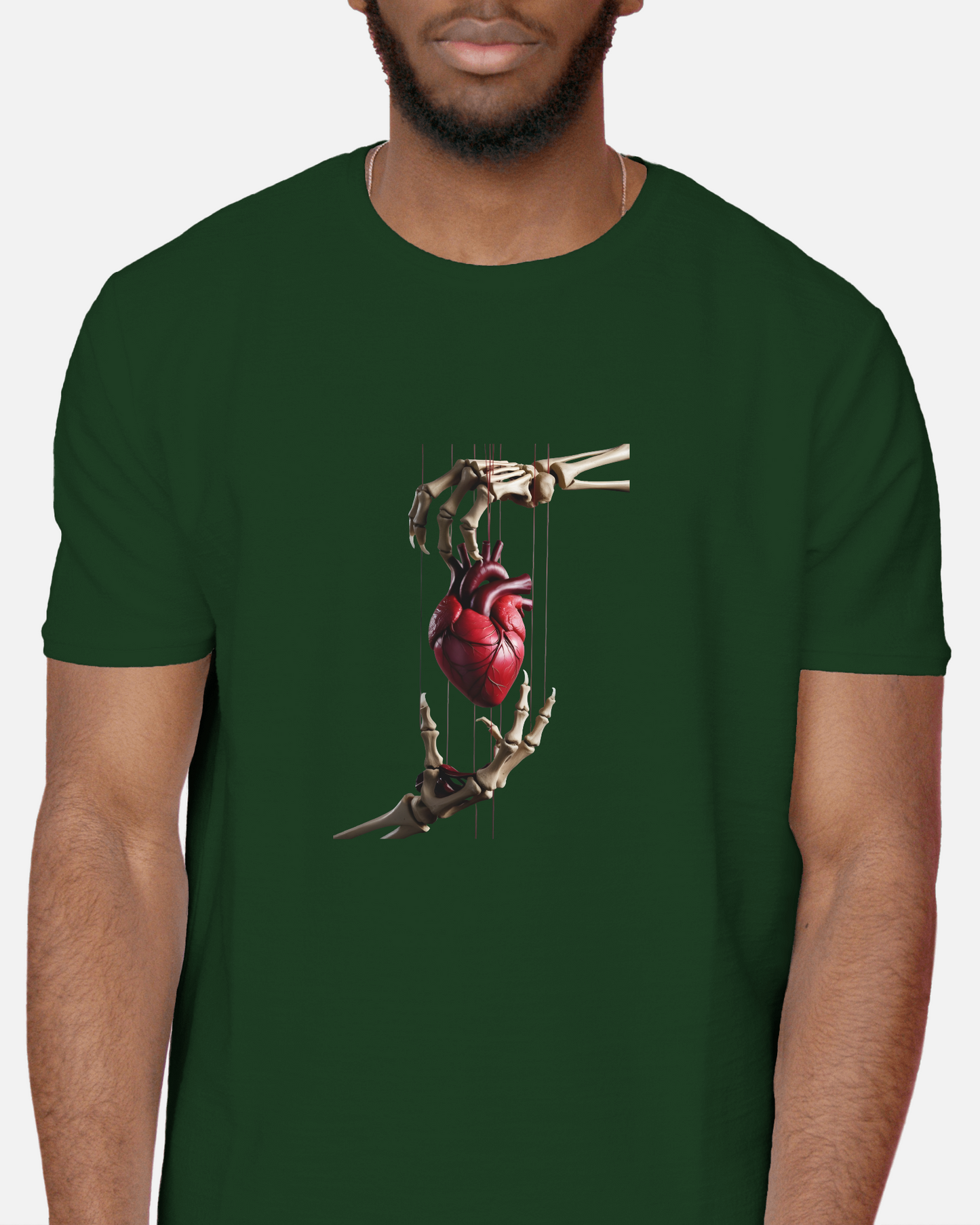 Earth & Thread | Skeleton Hands Holding Heart 100% Cotton Regular Fit T-Shirt - Premium 180 GSM Gothic Romance Graphic