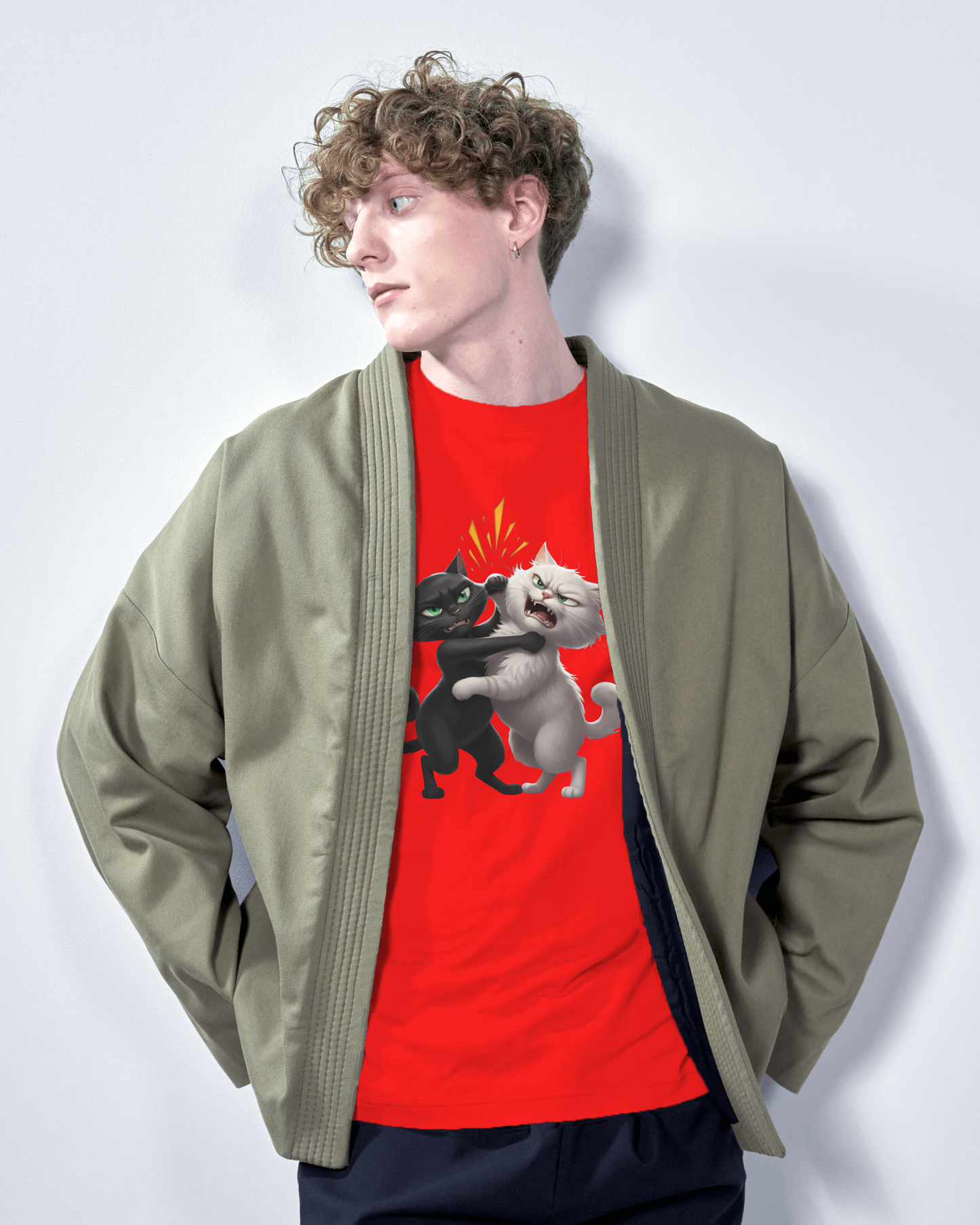 Earth & Thread | Hugging Cats 100% Cotton Regular Fit T-Shirt - Premium 180 GSM Adorable Pet Graphic