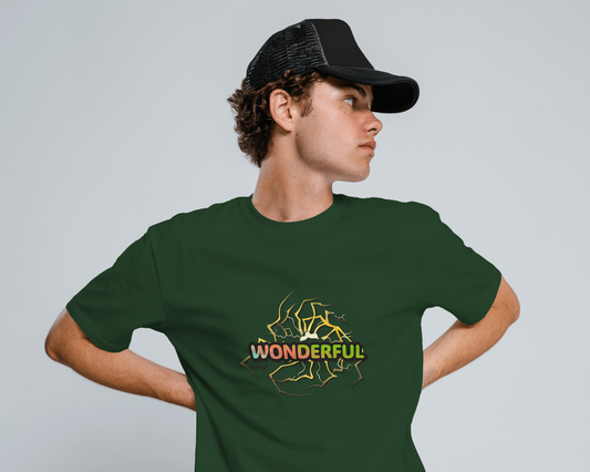 Earth & Thread | Wonderful 100% Cotton Regular Fit T-Shirt - Premium 180 GSM Positive Energy Graphic Tee