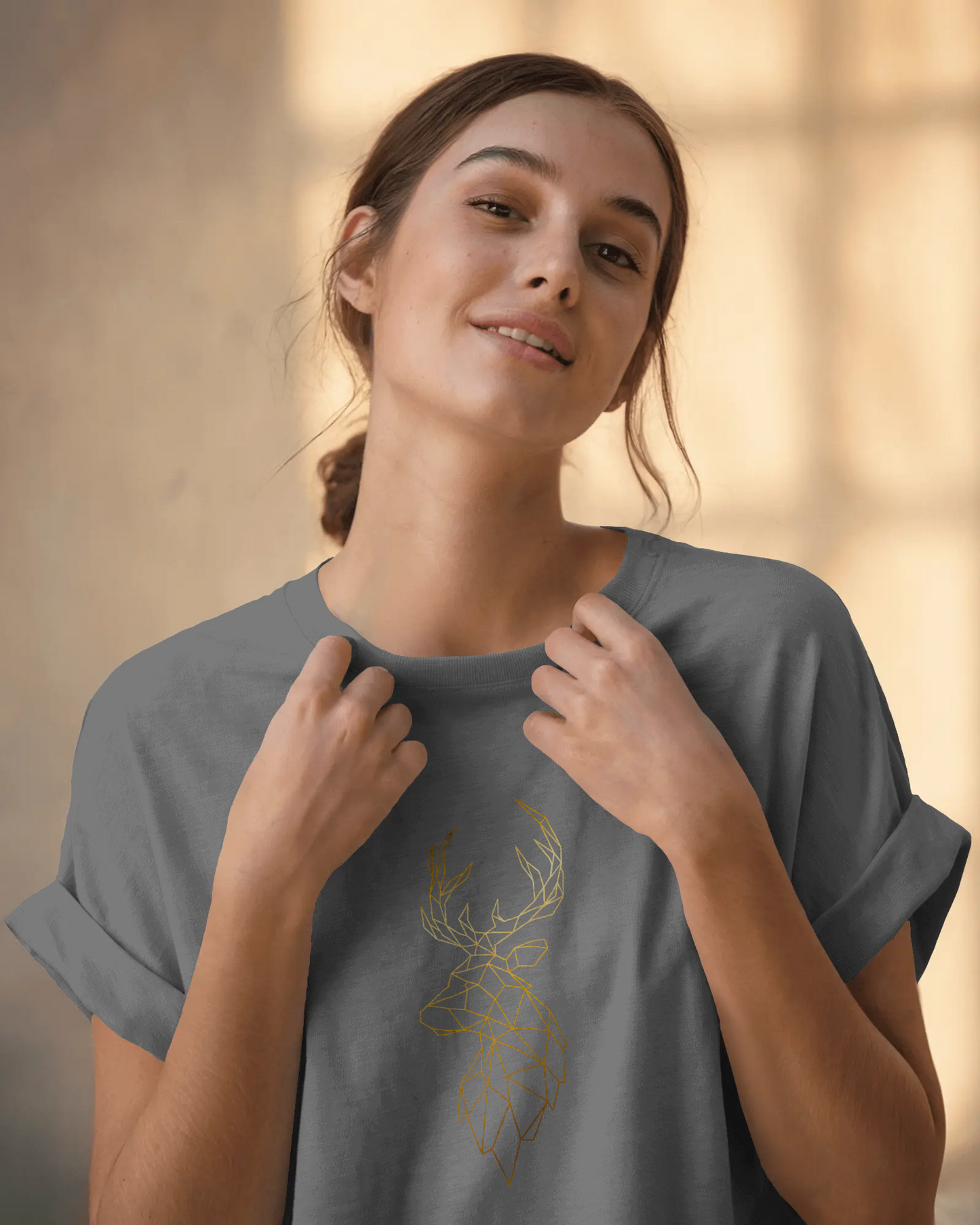 Modern Elegance in Ultra-Smooth Comfort – Geometric Deer Tee