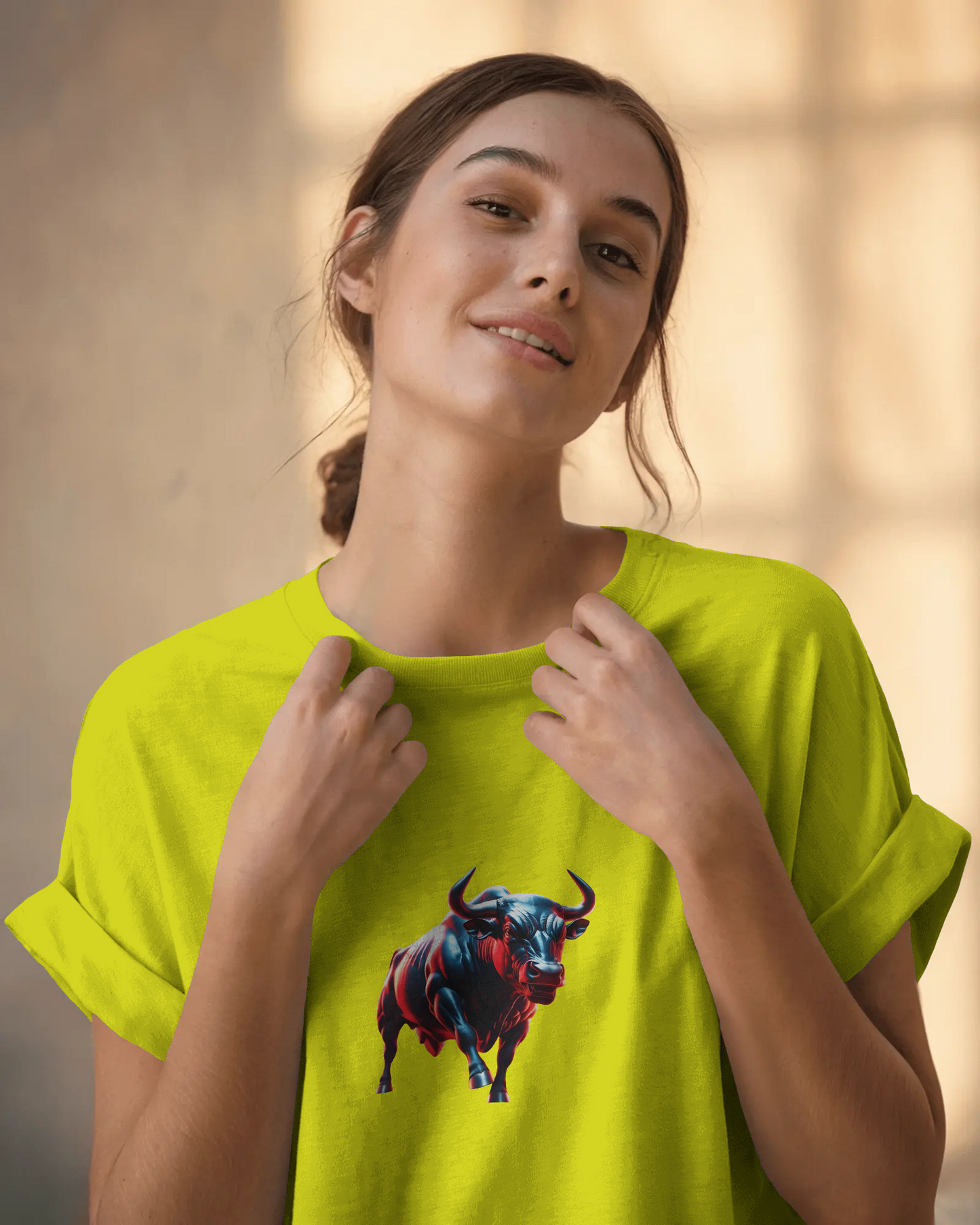 Earth & Thread | Dynamic Bull 100% Cotton Regular Fit T-Shirt - Premium 180 GSM Abstract Animal Graphic