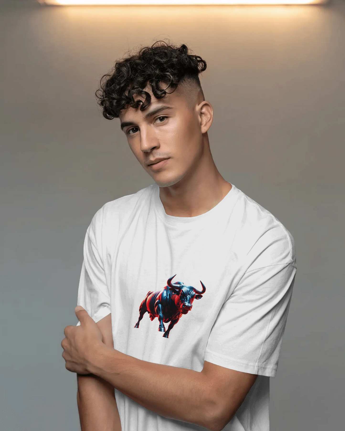 Earth & Thread | Dynamic Bull 100% Cotton Regular Fit T-Shirt - Premium 180 GSM Abstract Animal Graphic