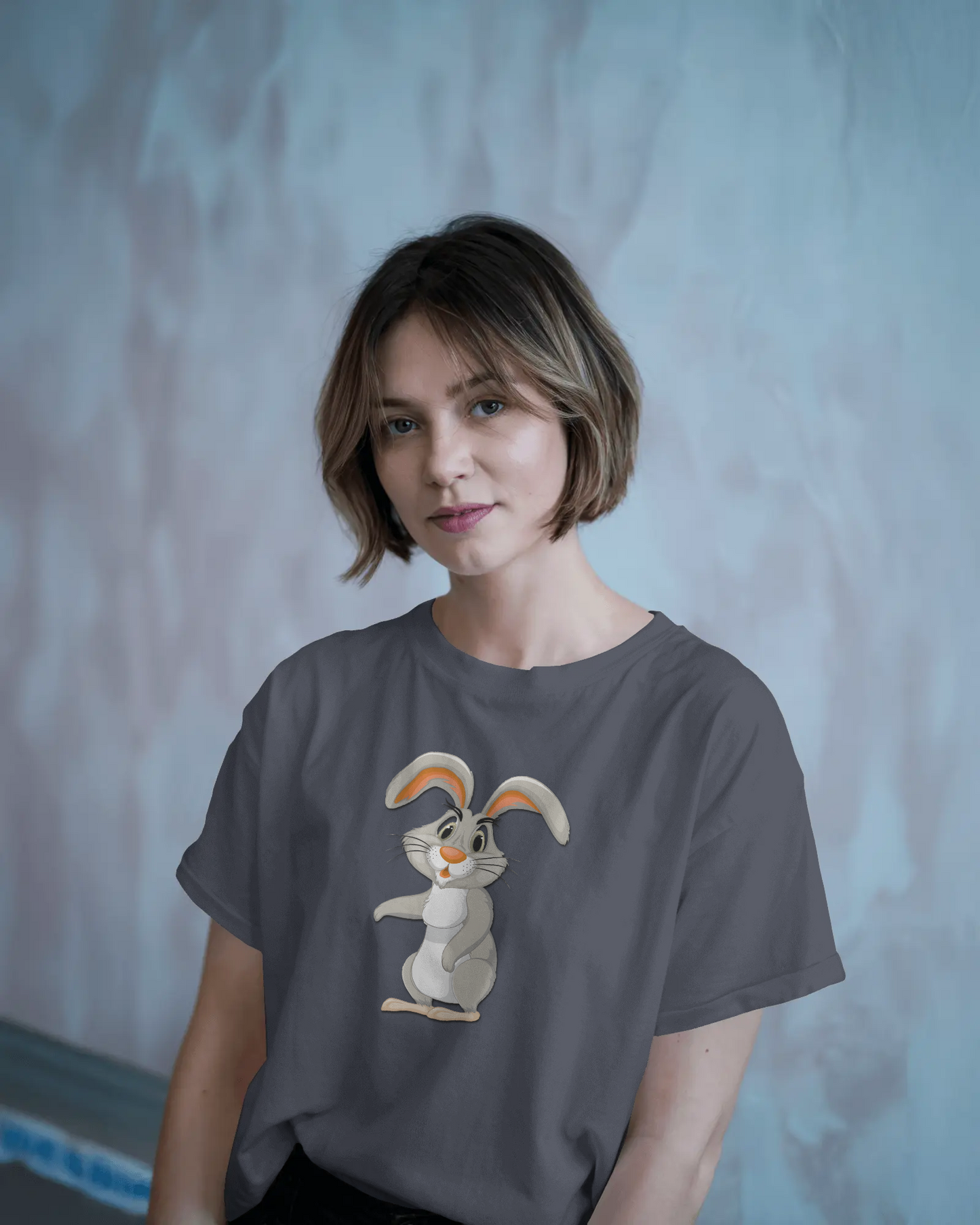 Earth & Thread | Curious Rabbit 100% Cotton Regular Fit T-Shirt - Premium 180 GSM Adorable Animal Graphic