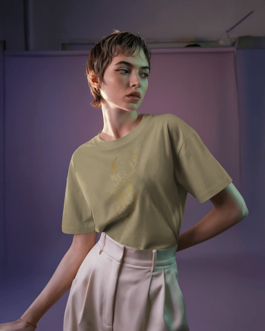 Modern Elegance in Ultra-Smooth Comfort – Geometric Deer Tee