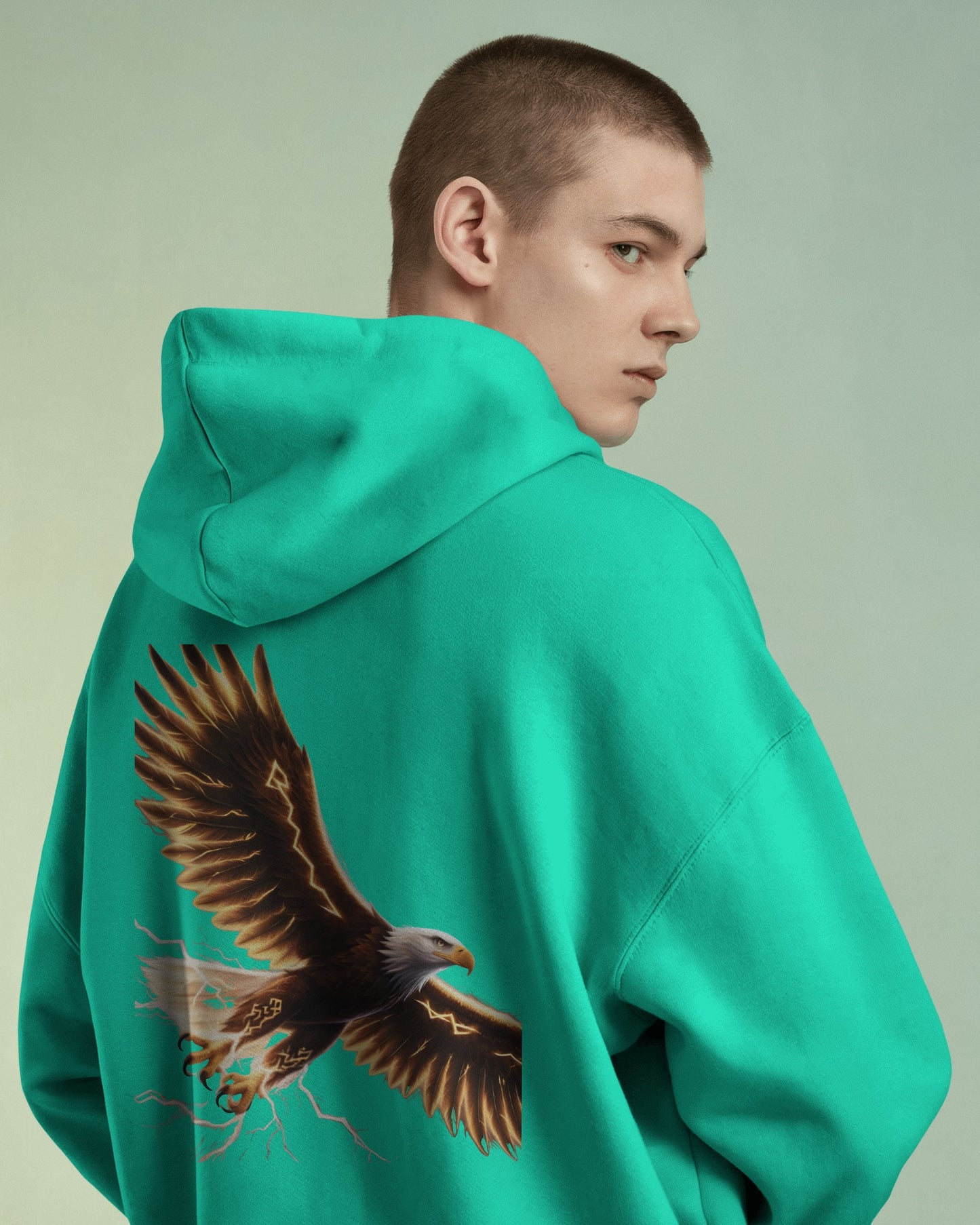 Oversized Hoodie – Black Eagle Lightning Edition
