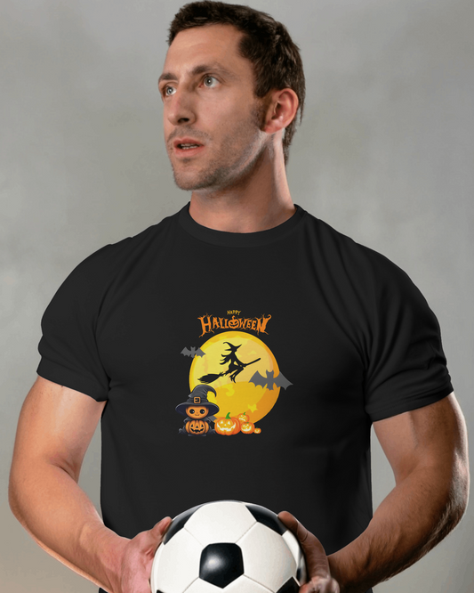 Hauntingly Smooth Comfort – Flying Witch Halloween Tee