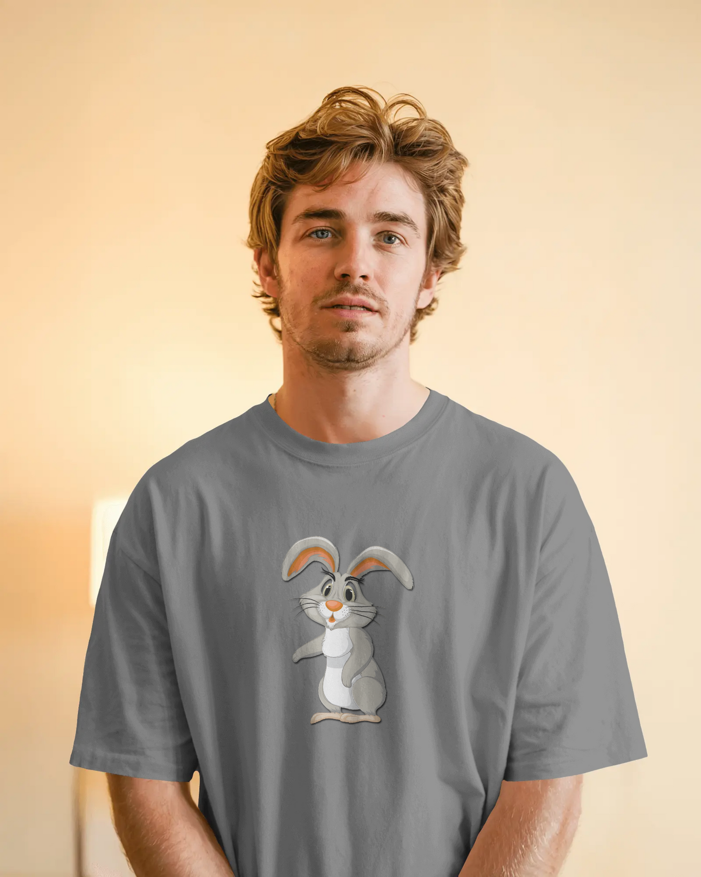 Earth & Thread | Curious Rabbit 100% Cotton Regular Fit T-Shirt - Premium 180 GSM Adorable Animal Graphic