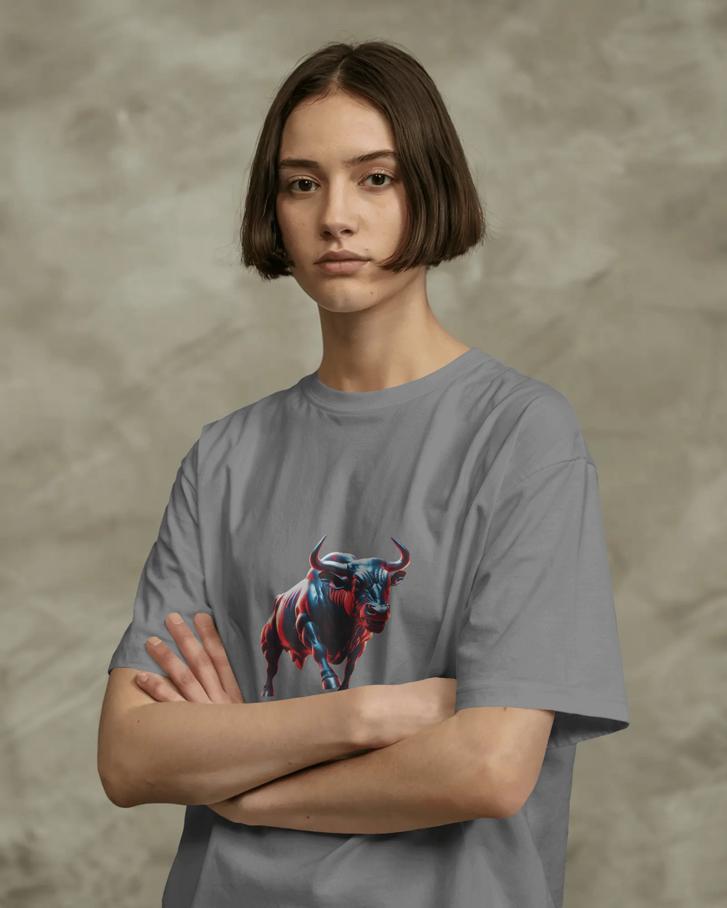 Earth & Thread | Dynamic Bull 100% Cotton Regular Fit T-Shirt - Premium 180 GSM Abstract Animal Graphic