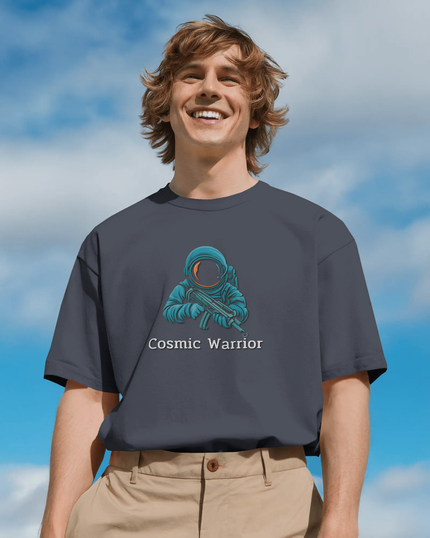 Earth & Thread | Cosmic Warrior 100% Cotton Regular Fit T-Shirt - Premium 180 GSM Space Adventure Graphic Tee