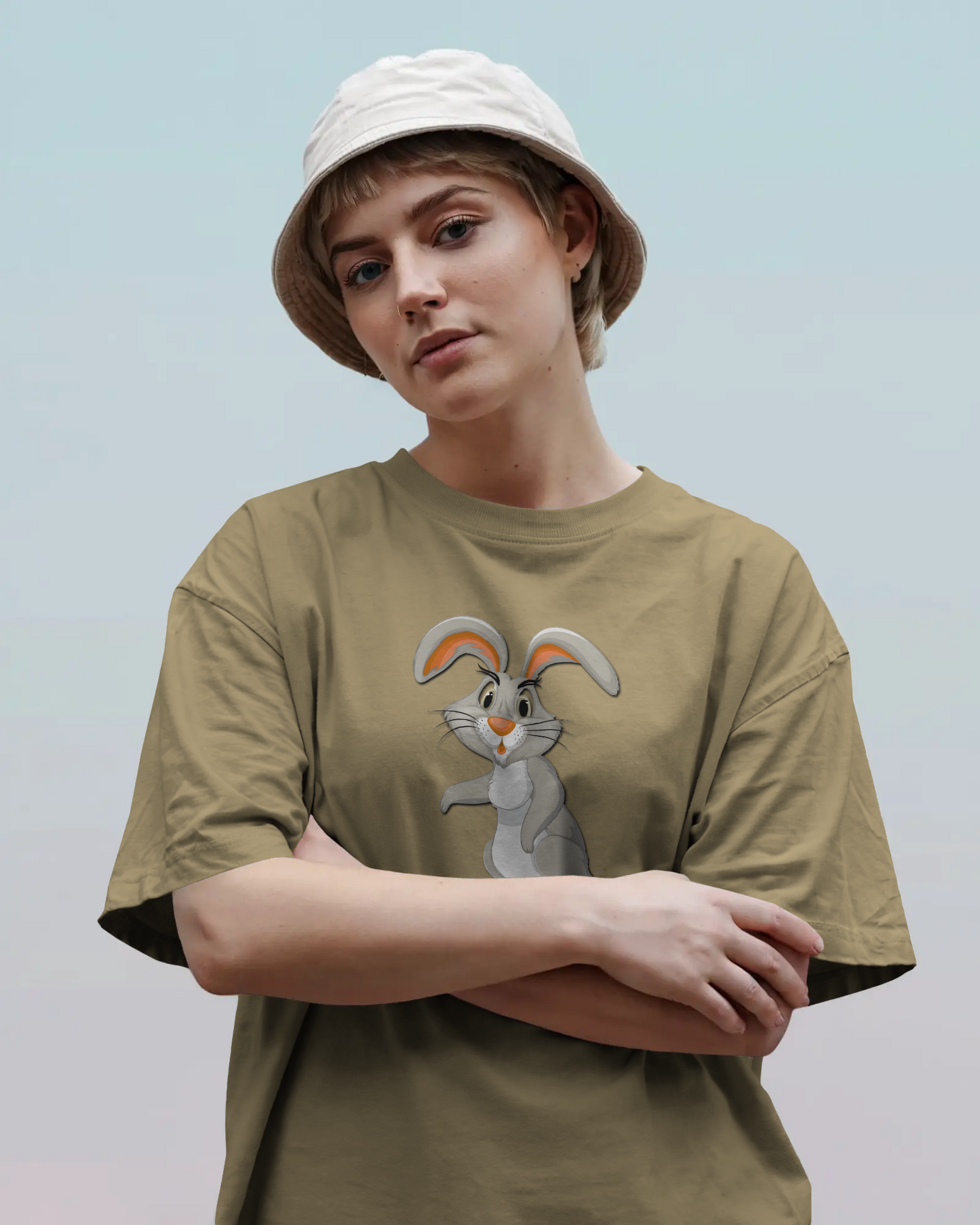 Earth & Thread | Curious Rabbit 100% Cotton Regular Fit T-Shirt - Premium 180 GSM Adorable Animal Graphic