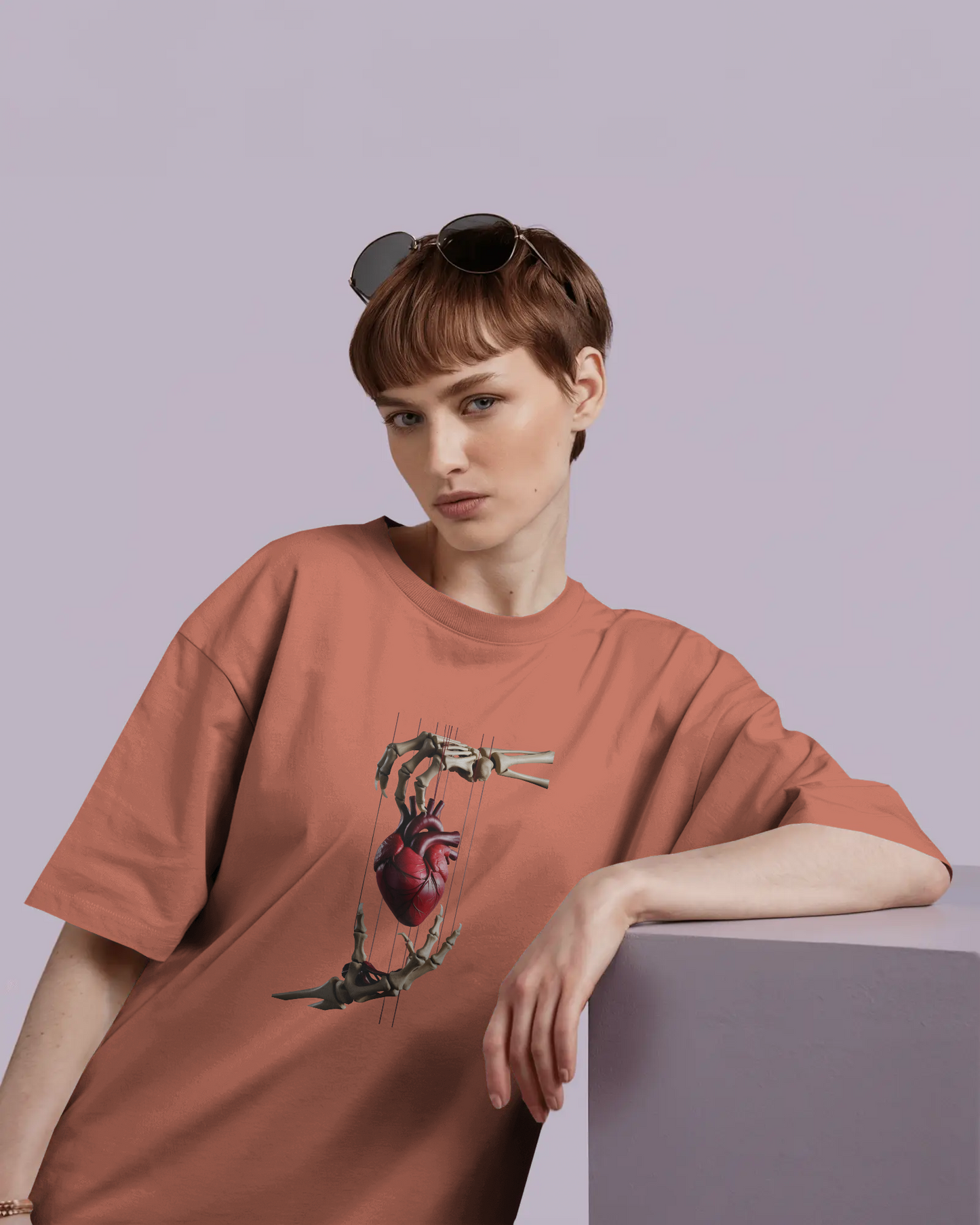 Earth & Thread | Skeleton Hands Holding Heart 100% Cotton Regular Fit T-Shirt - Premium 180 GSM Gothic Romance Graphic