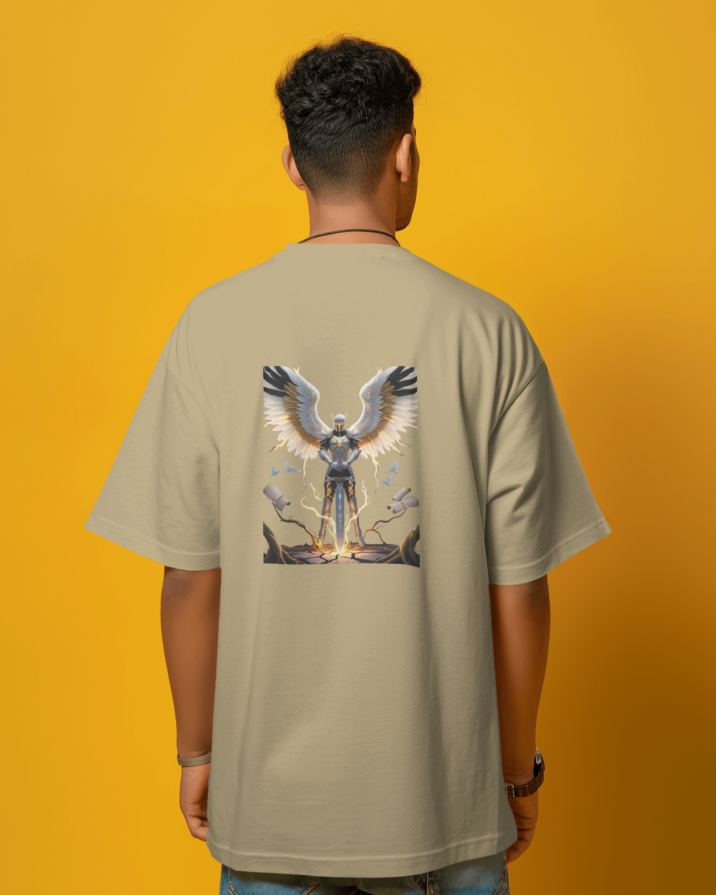Majestic Strength in Oversized Comfort – Winged Knight Tee