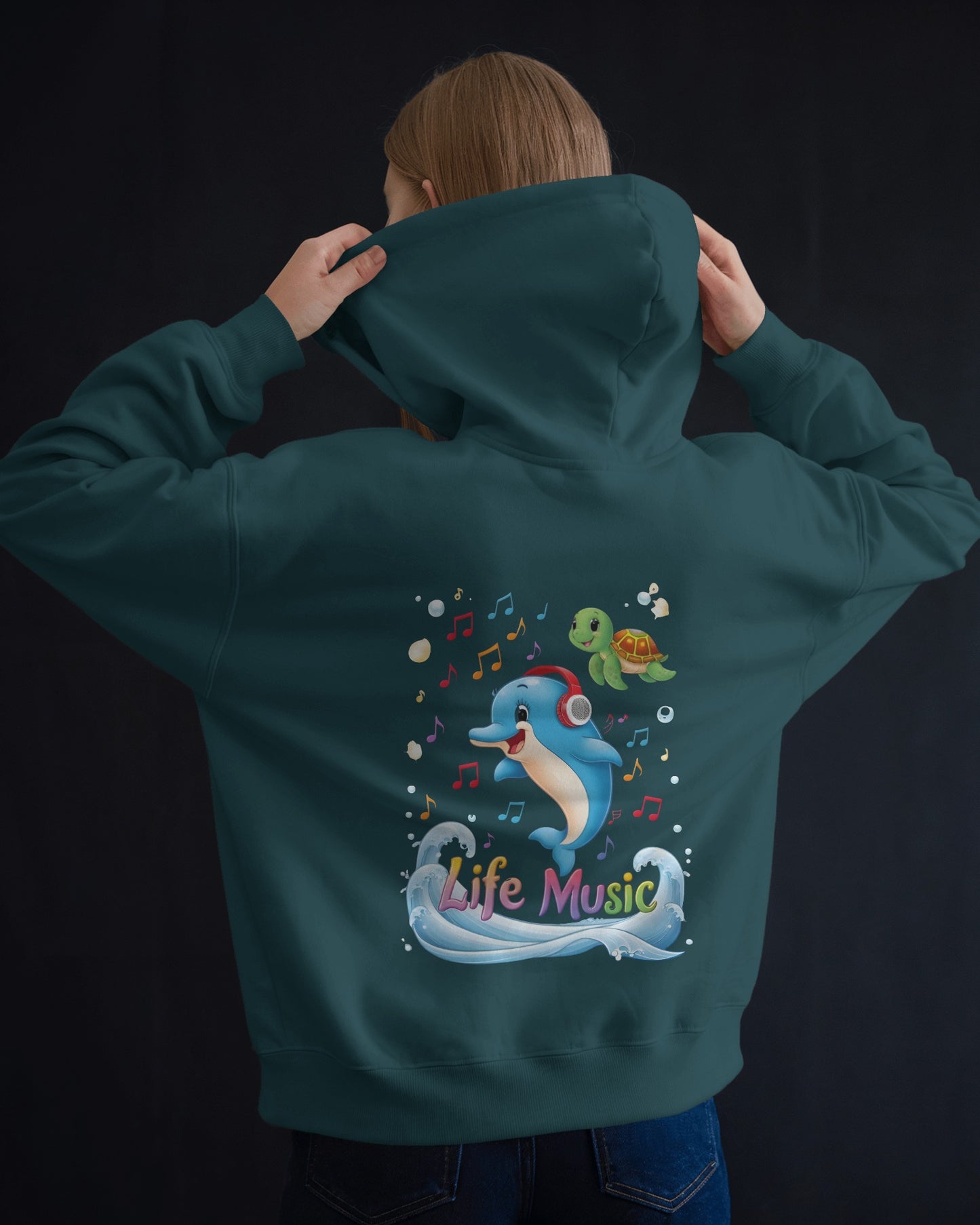 Oversized Hoodie – Life Music Dolphin Edition