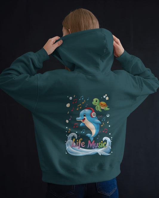Oversized Hoodie – Life Music Dolphin Edition
