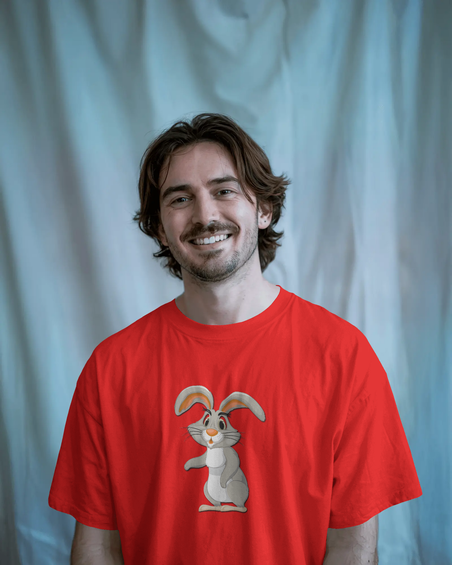 Earth & Thread | Curious Rabbit 100% Cotton Regular Fit T-Shirt - Premium 180 GSM Adorable Animal Graphic