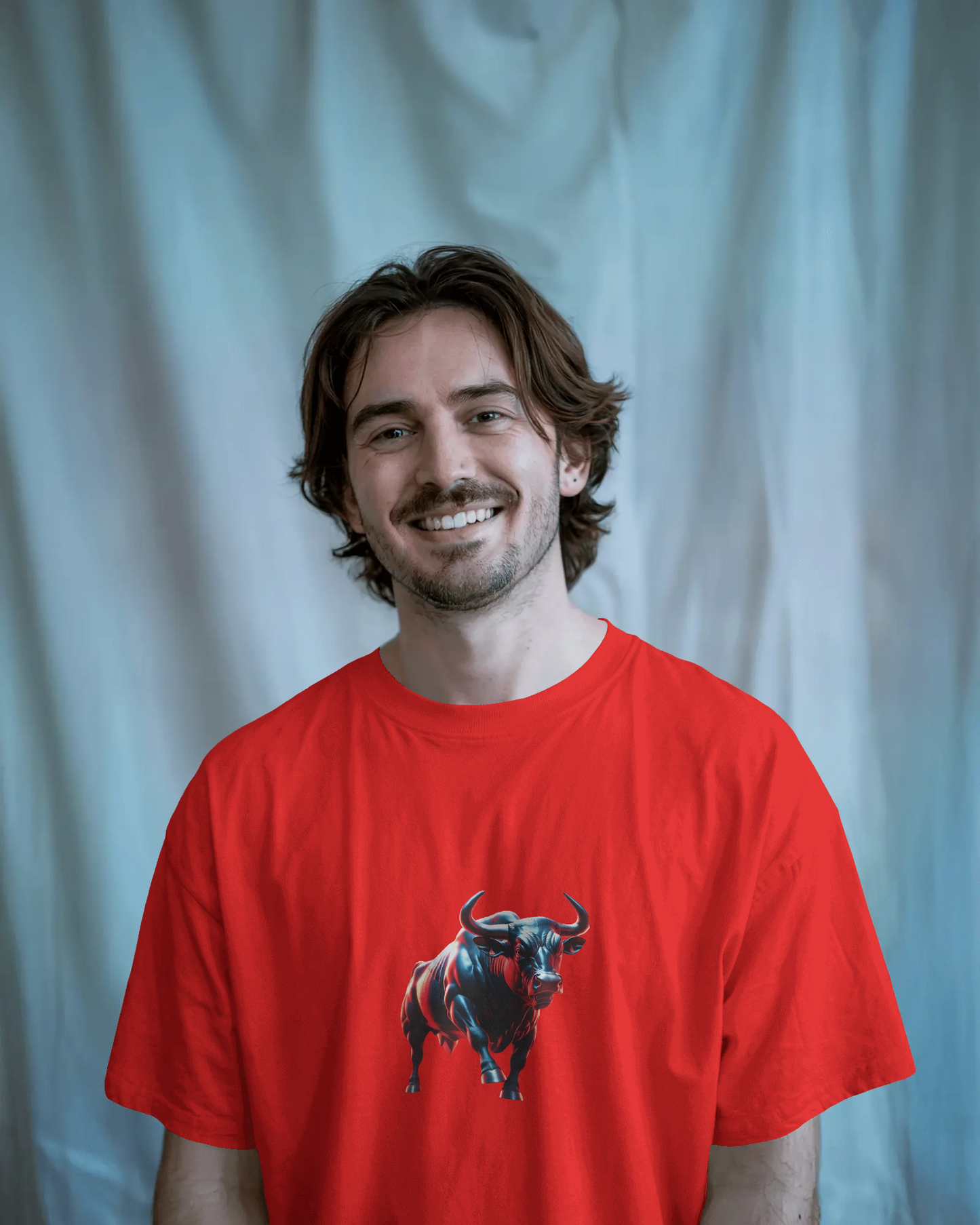 Earth & Thread | Dynamic Bull 100% Cotton Regular Fit T-Shirt - Premium 180 GSM Abstract Animal Graphic