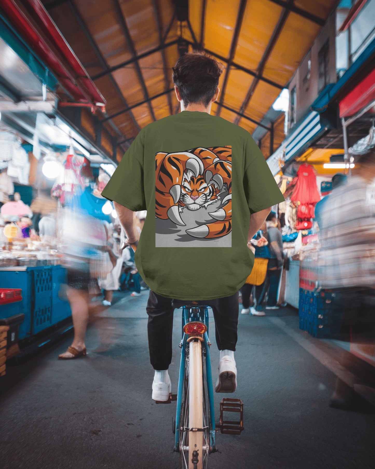 "Earth & Thread | Roaring Power 100% Cotton Oversized Tee - Premium French Terry Back Graphic"