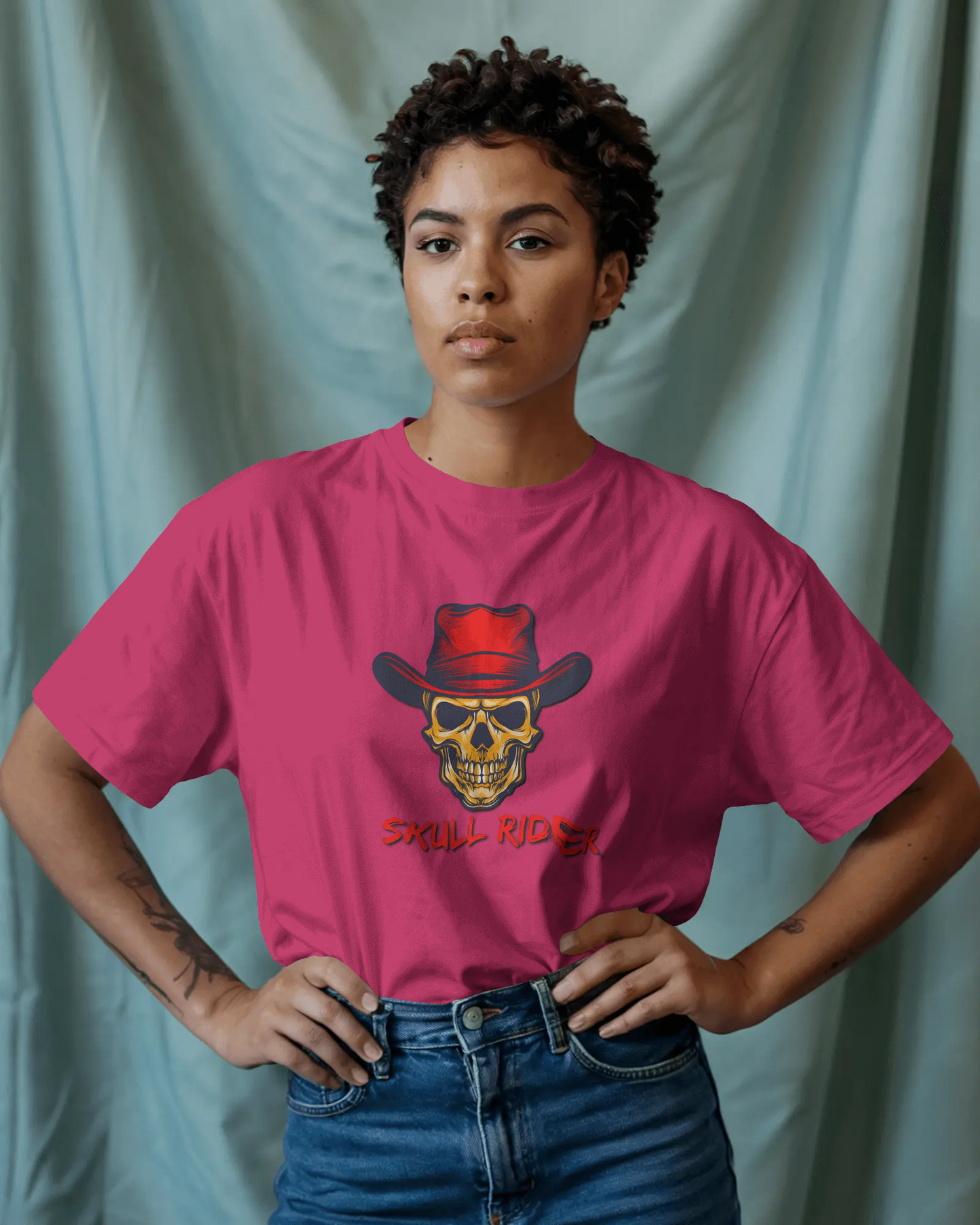 Earth & Thread | Skull Rider 100% Cotton Regular Fit T-Shirt - Premium 180 GSM Edgy Western Graphic Tee