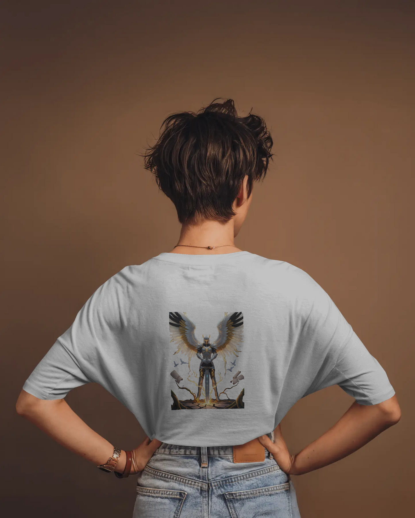 Majestic Strength in Oversized Comfort – Winged Knight Tee