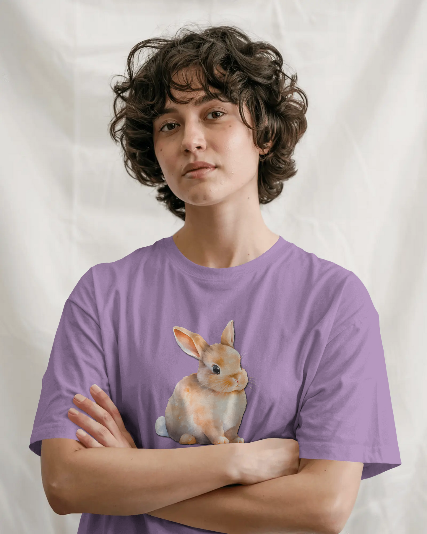 Earth & Thread | Cute Bunny 100% Cotton Regular Fit T-Shirt - Premium 180 GSM Adorable Rabbit Graphic Tee