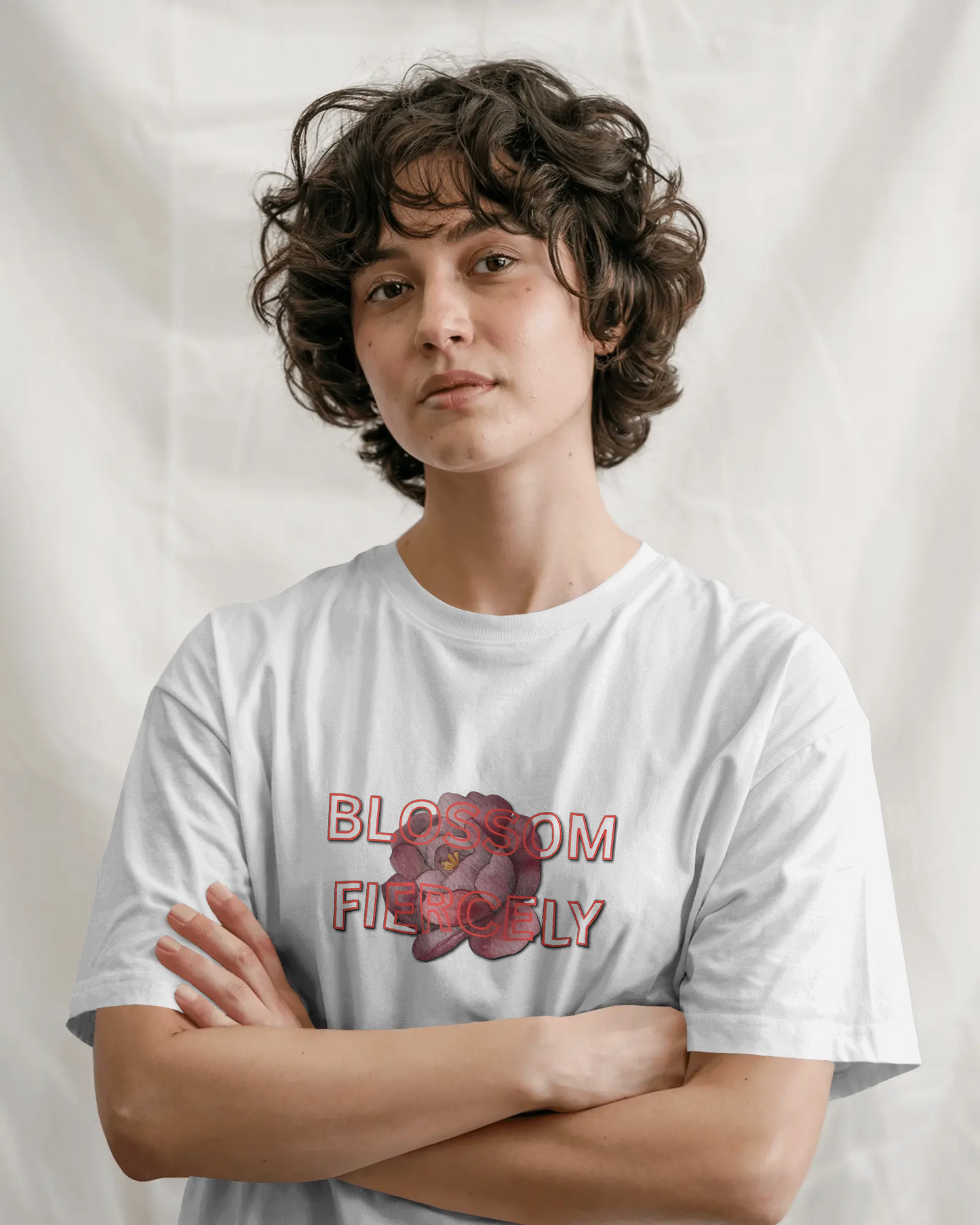 Earth & Thread | Blossom Fiercely 100% Cotton Regular Fit T-Shirt - Premium 180 GSM Empowering Floral Graphic Tee